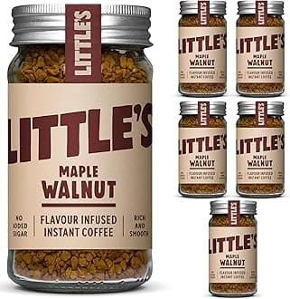 Little's Maple Walnut Flavoured Instant Coffee, 6 Pack (50g x 6) - Rich & Smooth Coffee, Infused With Maple Walnut Flavour - Vegan Friendly, Low Calories, No Added Sugar