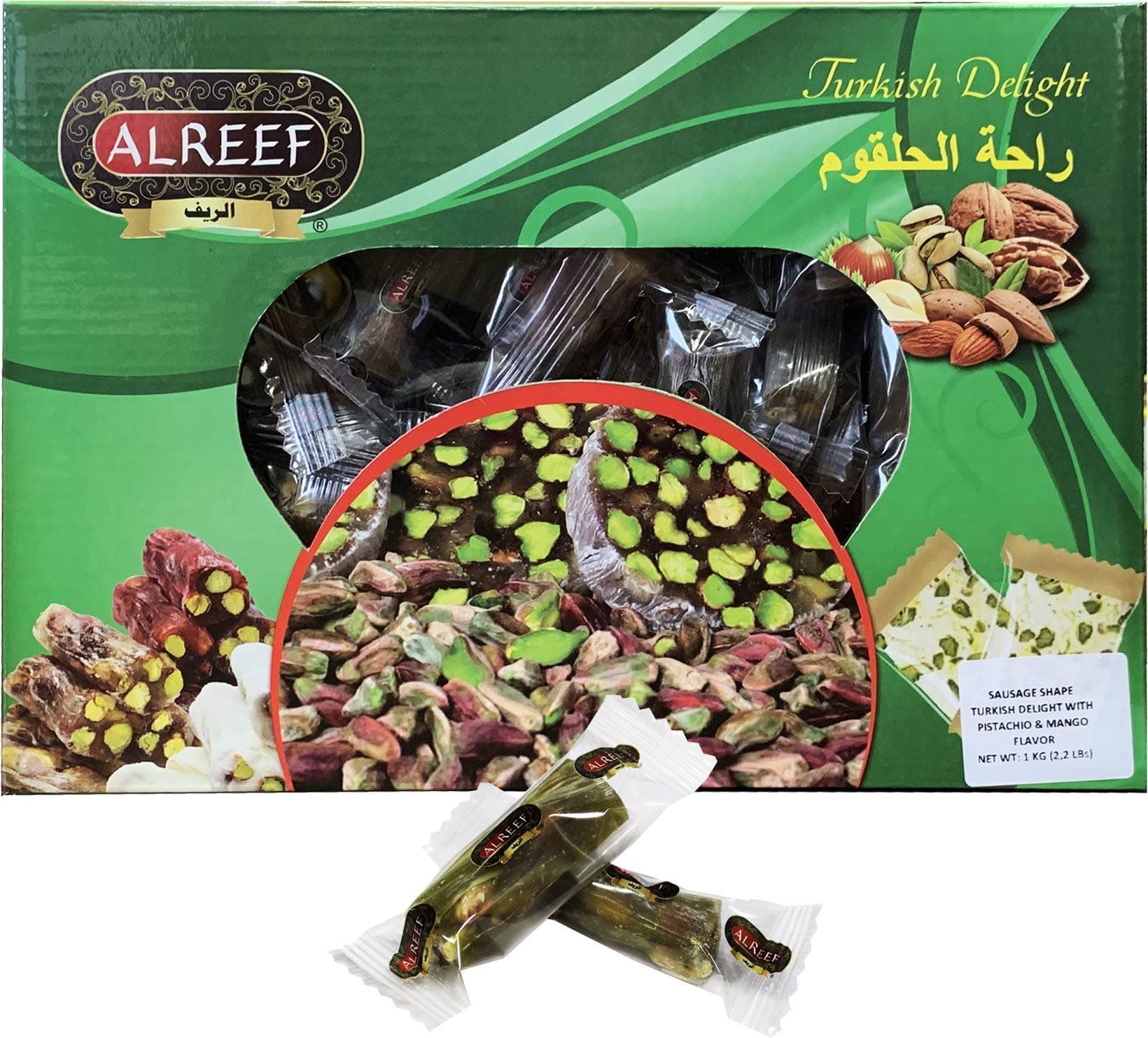 Alreef Brand Sausage Shaped Turkish Delight with Mixed Nuts & Mango 1kg