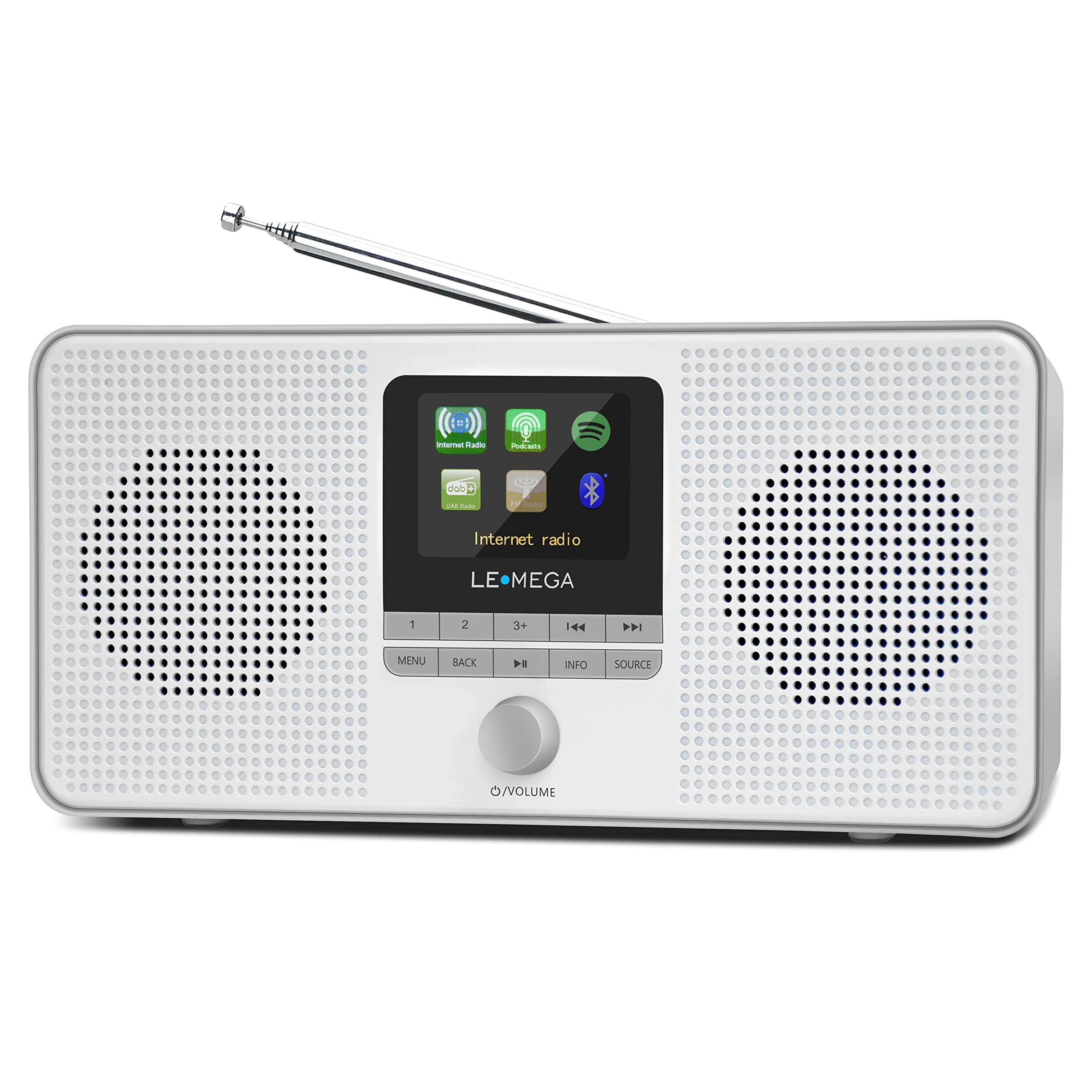 IR4 Portable WiFi Stereo Internet Radio, Dab/FM Digital Radio, Spotify Connect, Bluetooth, Alarm Clock, Standby/Snooze, Presets, Headphones, Built-in Battery and USB Adapter Grey