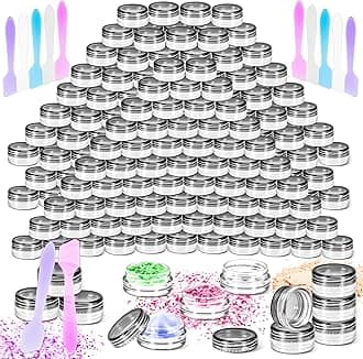 120 Pack 3g Plastic Jars with Lids, 3ml Round Clear Cosmetic Containers Makeup Jars, 3gram Travel Size Container Jar with Spatulas for Makeup Sample Lotion Cream Ointment Salve Balm Powder