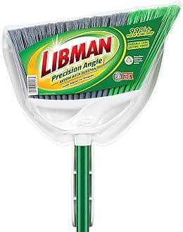 Libman FlexTech Broom with Dustpan Combo Set for Sweeping Indoor and Outdoor Floors, Pet, Dog Hair Broom, 55” Precision Angle Broom, 3 Piece Handle, 11" Wide, 10.25" Wide Dust Pan
