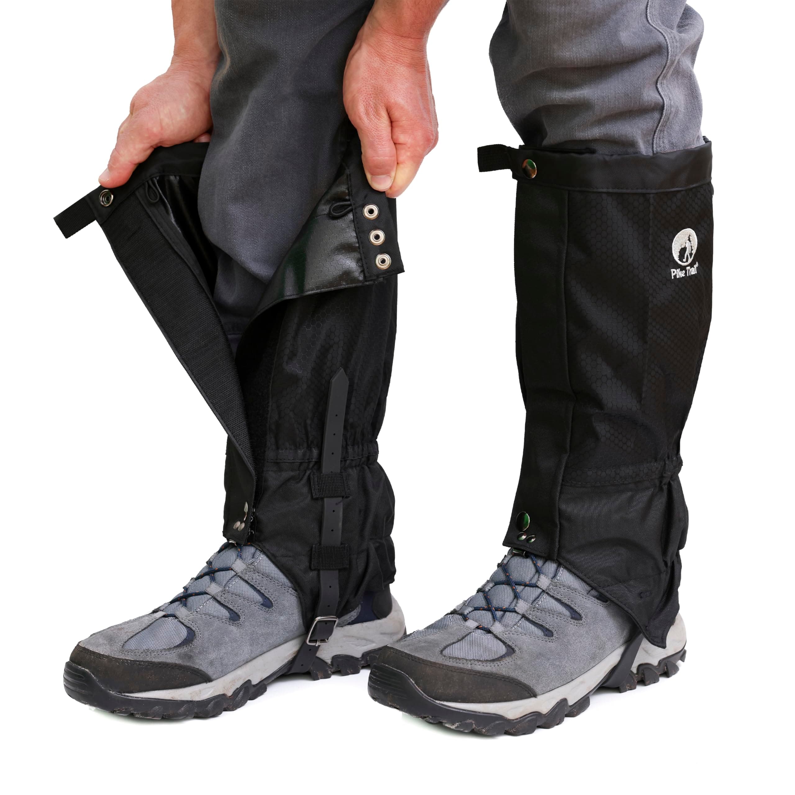 Pike Trail Adjustable Leg Gaiters - Lightweight, Waterproof - Leg Guards for Men & Women - Hiking Essentials Ideal for Hunting, Trekking & Fishing - 1 Pair