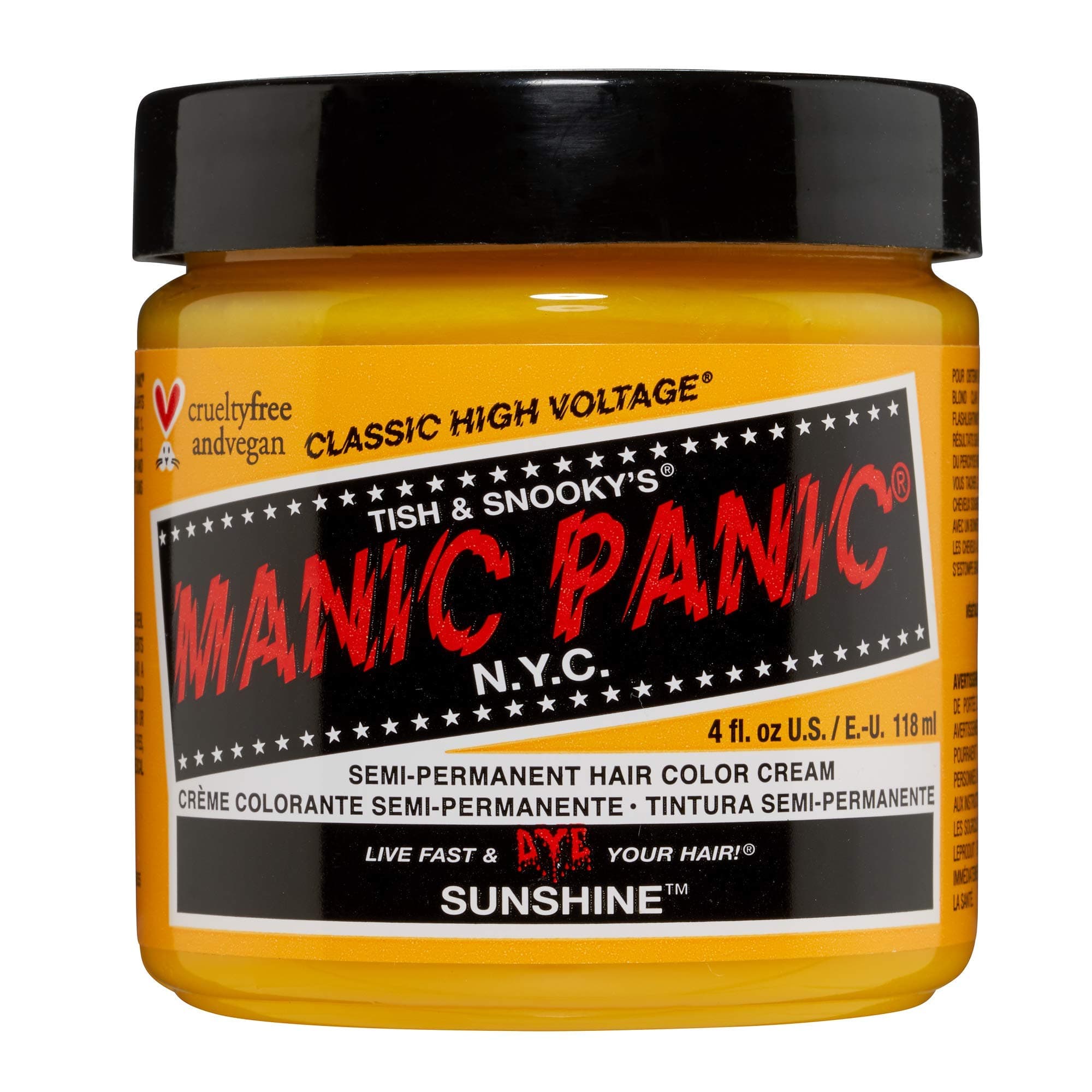MANIC PANIC Classic Sunshine Semi Permanent Hair Color - Warm Sunflower Yellow Hair Dye for Women & Men That Lasts 4-6 Weeks - Vegan, Ammonia & Cruelty-Free - Create & Mix Custom Shades (4oz)