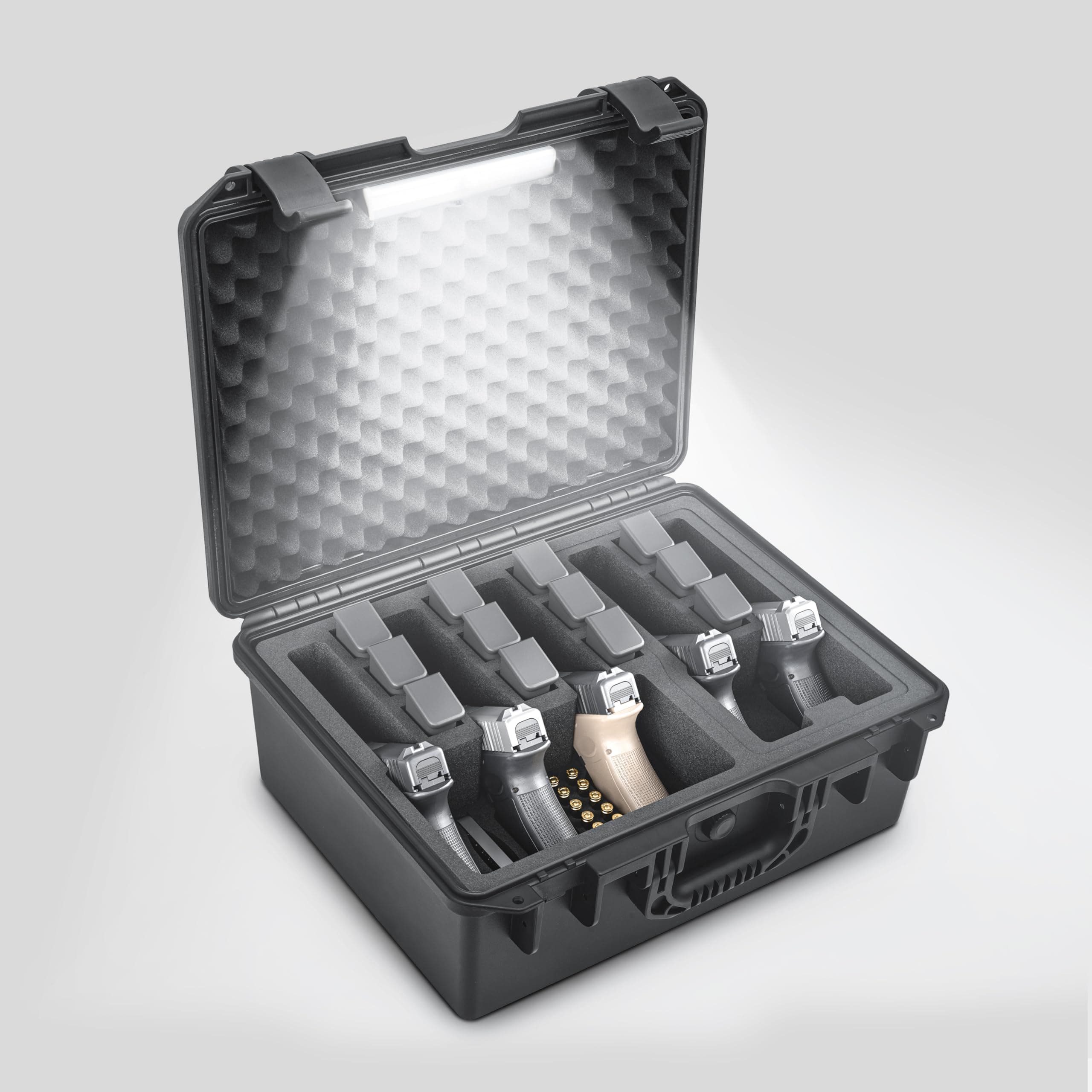 - Gun Cases for Handguns, 5 Pistol Case & 21 Magazine Pre-Cut Multiple Pistols Shockproof Waterproof Hard Pistol Cases with Desiccant TSA Approved Firearm Travel Case