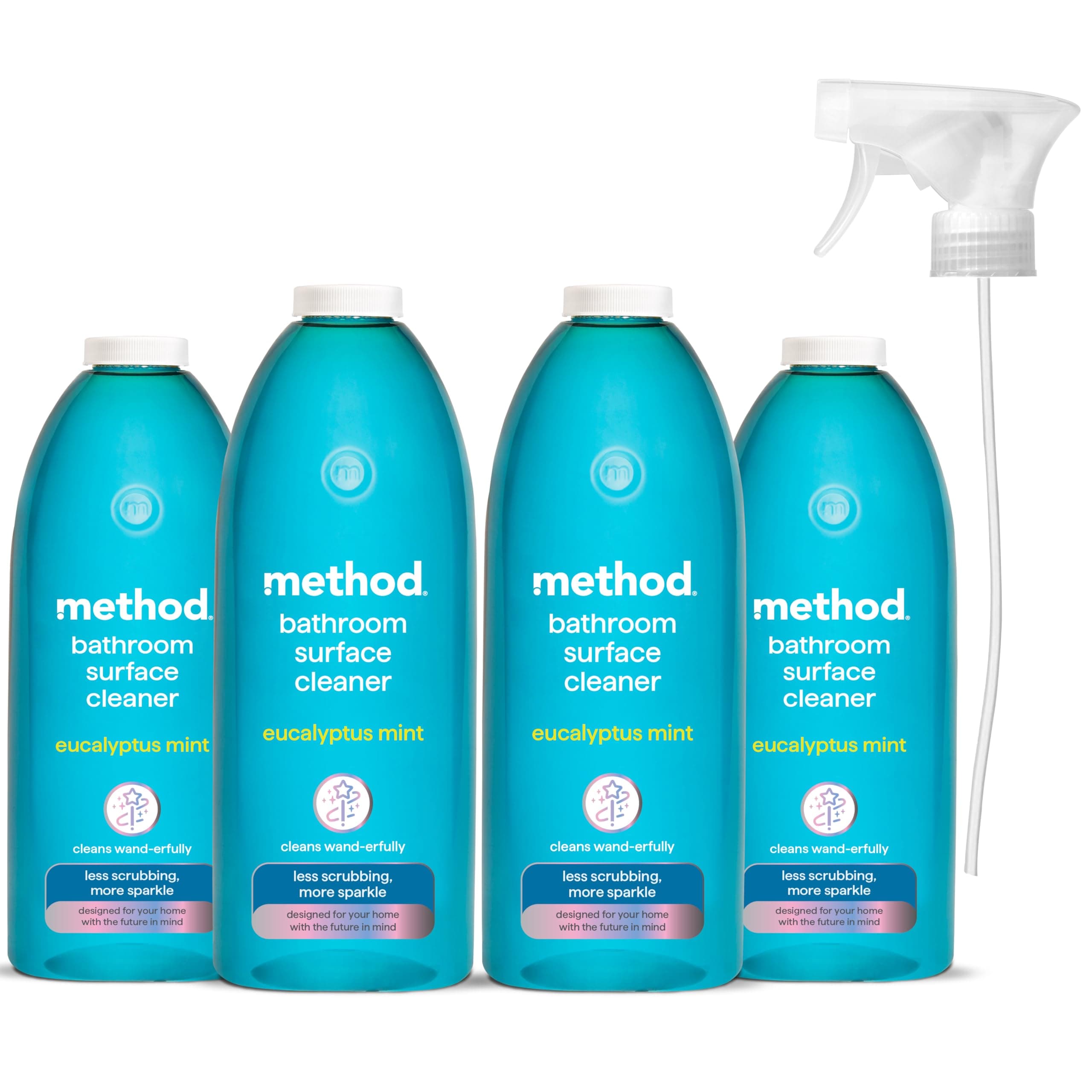 Bathroom Cleaner Spray, Sparking Clean, Surface Cleaner, Eucalyptus Scent, Pack of 4, 4 x 828ml