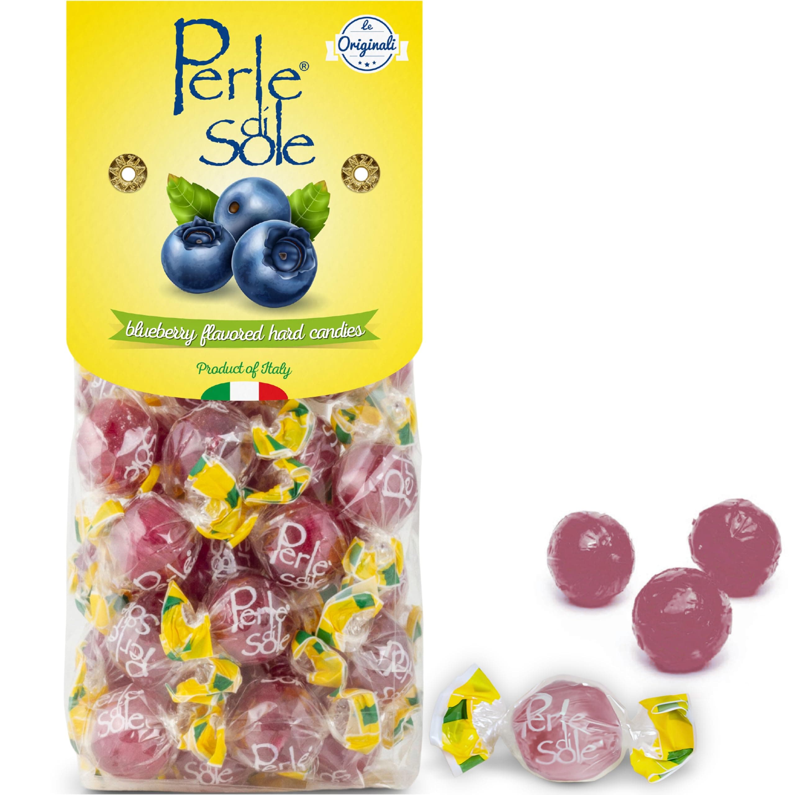 Italian Candy - Blueberry Hard Candy with a Tart Fizzy Filling - Italian Candy Individually Wrapped (7.05 oz | 200 g)