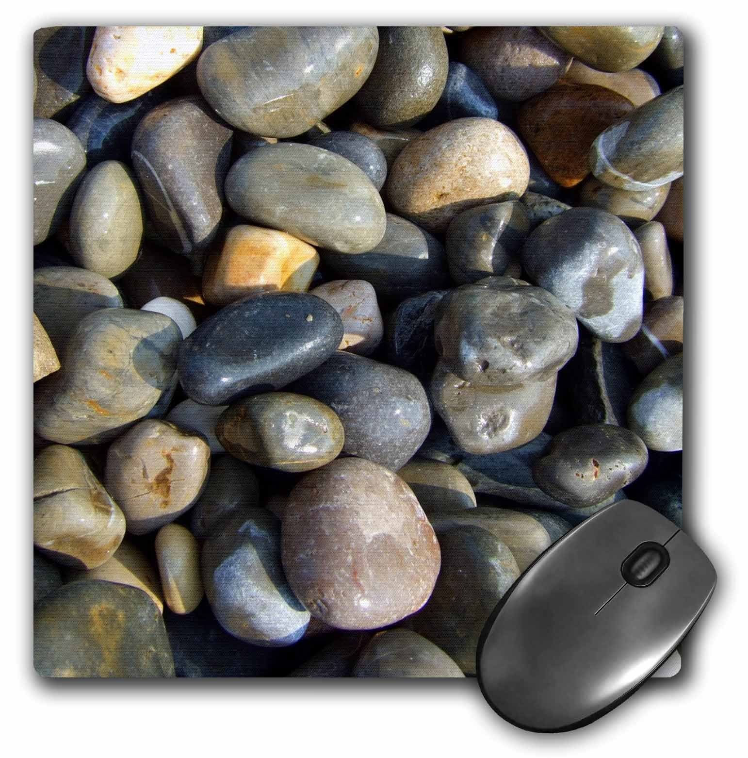 3dRose 8 x 8 x 0 25 Inches Shiny Wet Beach Pebbles Texture Photo Little Stones Natural Rocks Nautical Grey Brown Nature Mouse Pad (mp_157798_1)