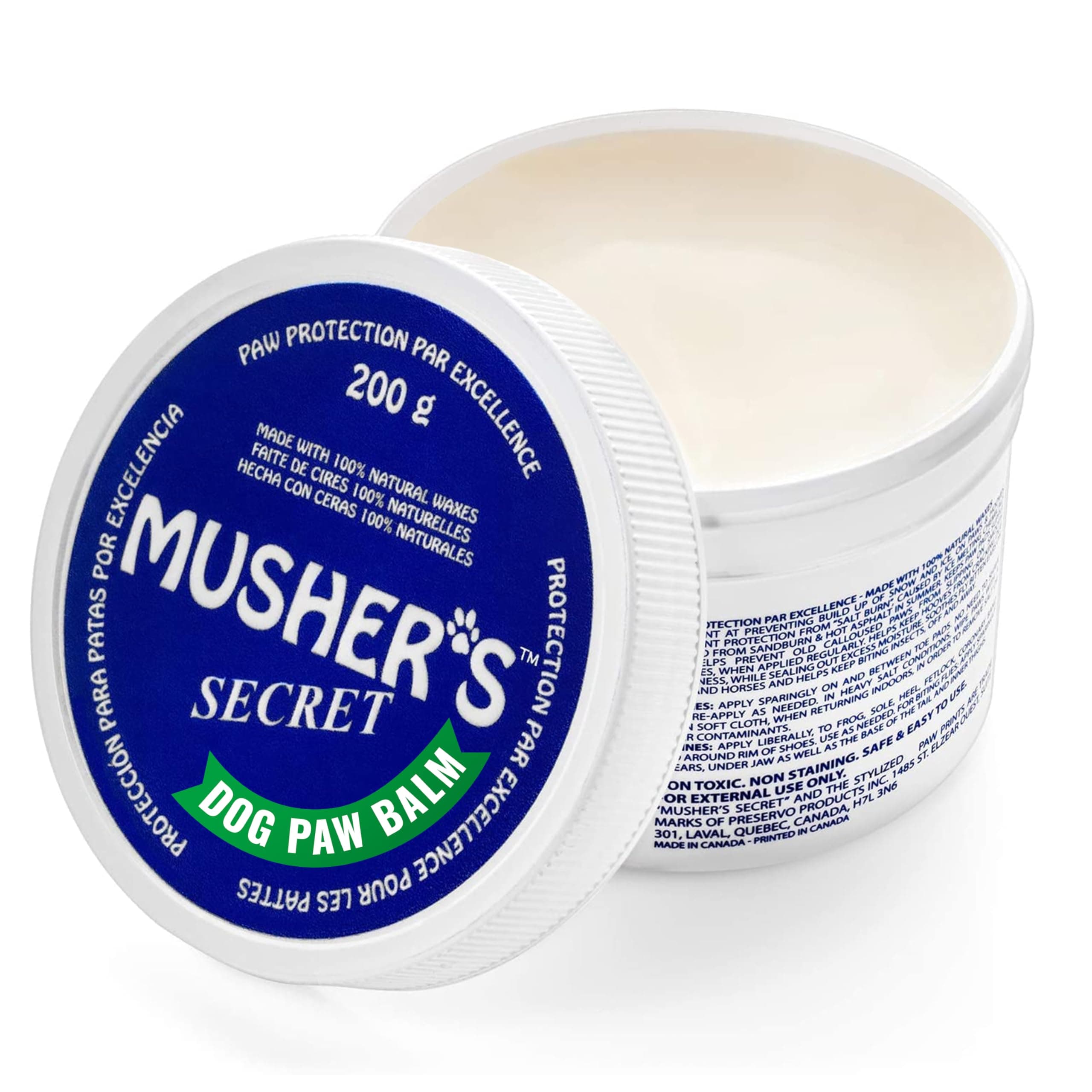 Musher’s Secret Dog Paw Wax 200g – Natural Paw Balm for Dogs with Vitamin E – Helps Protect Paws from Hot Pavement, Ice & Salt – Moisturizes Cracked Pads – Lick-Safe, Non-Toxic Dog Paw Protector