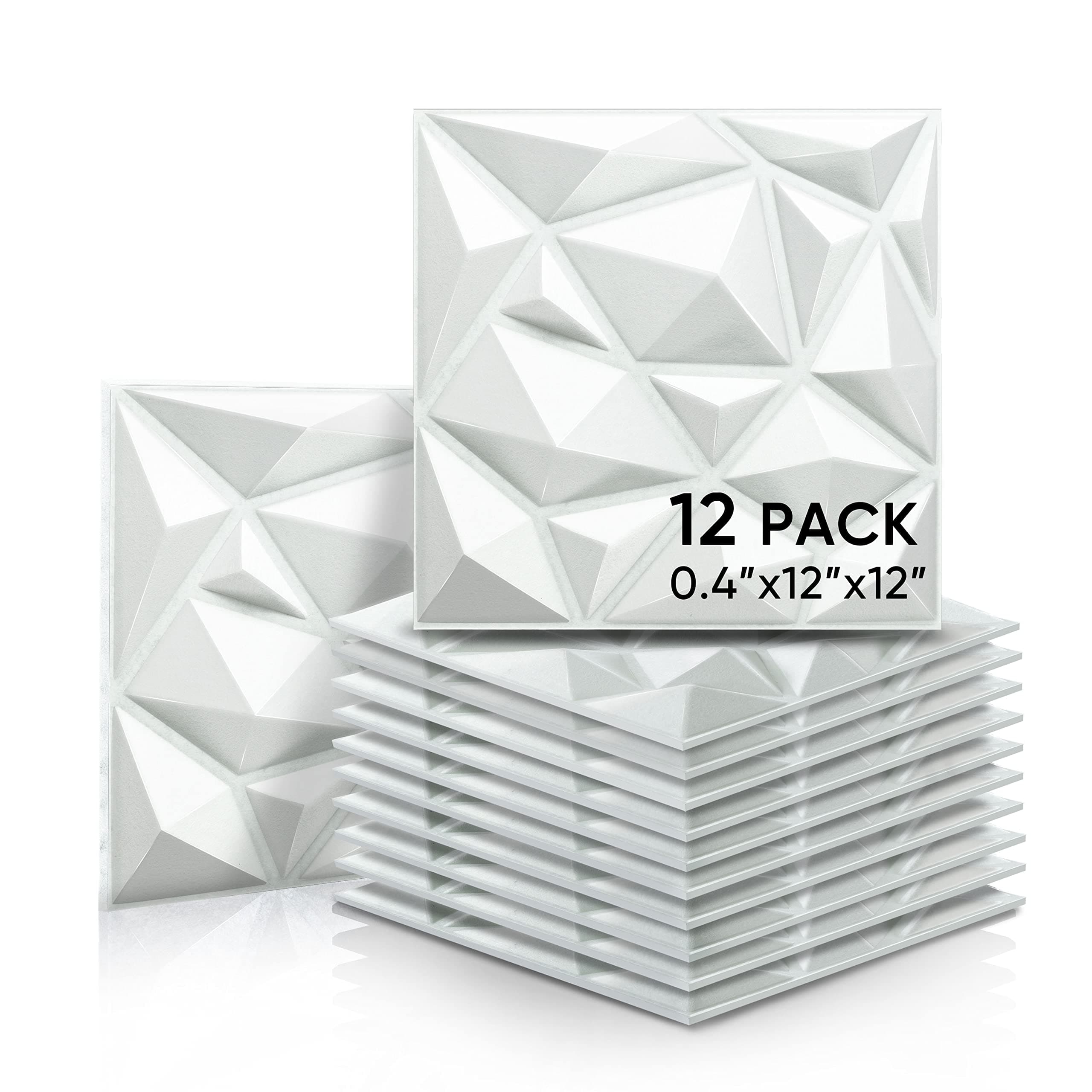 Sonic Acoustics 12 Pack 12 X 12 X 0.4 Inches Acoustic Absorption Panel, 3D Unique Soundproofing Insulation, Used in Home & Offices
