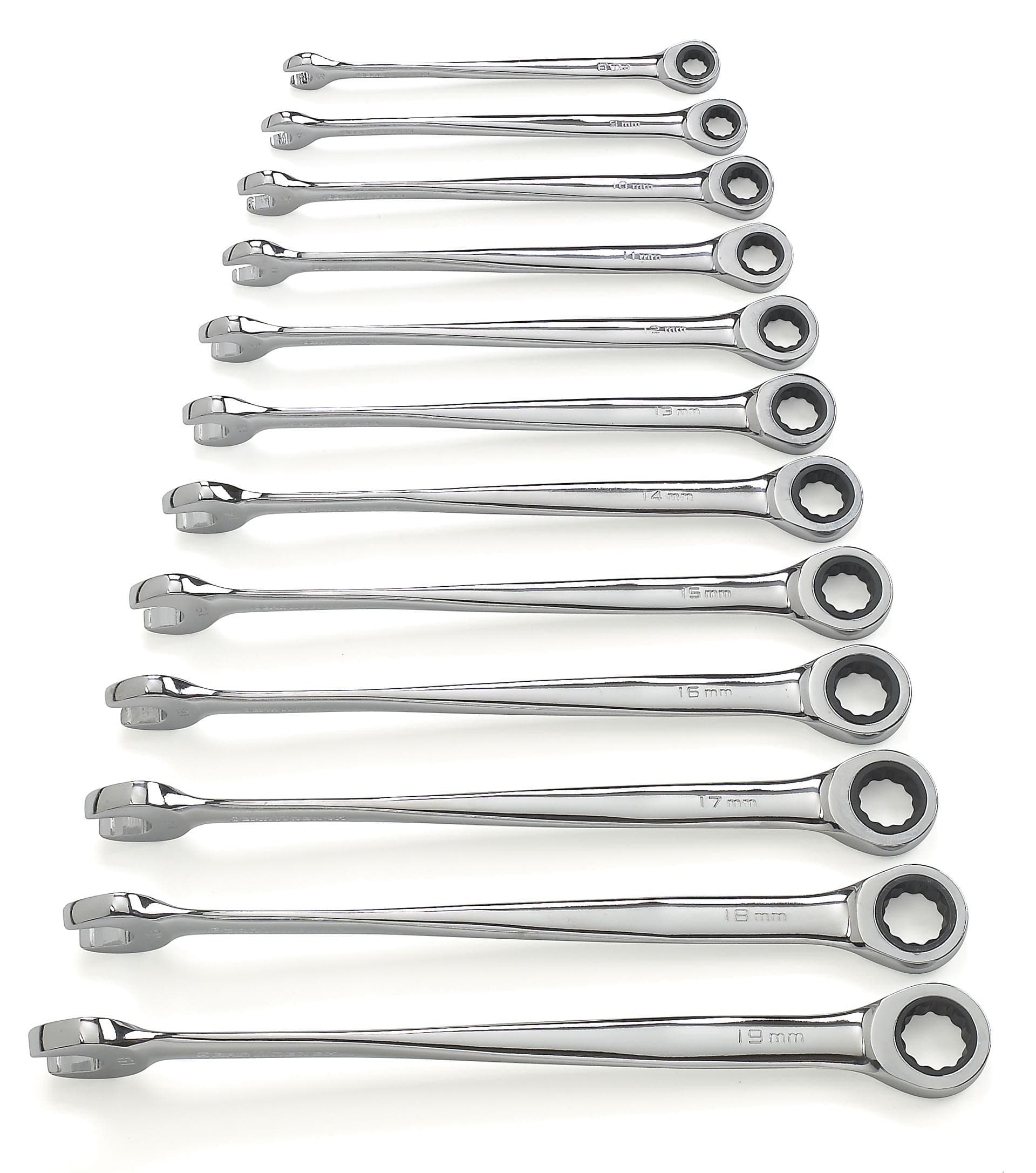 12 Pc. 12 Pt. XL X-Beam Ratcheting Combination Wrench Set, Metric - 85888