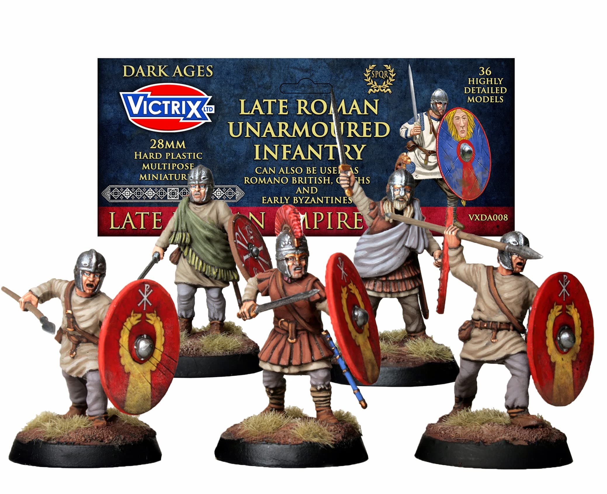 Late Roman Unarmoured Infantry - 36 Figures - 28mm Plastic Miniatures - Dark Ages