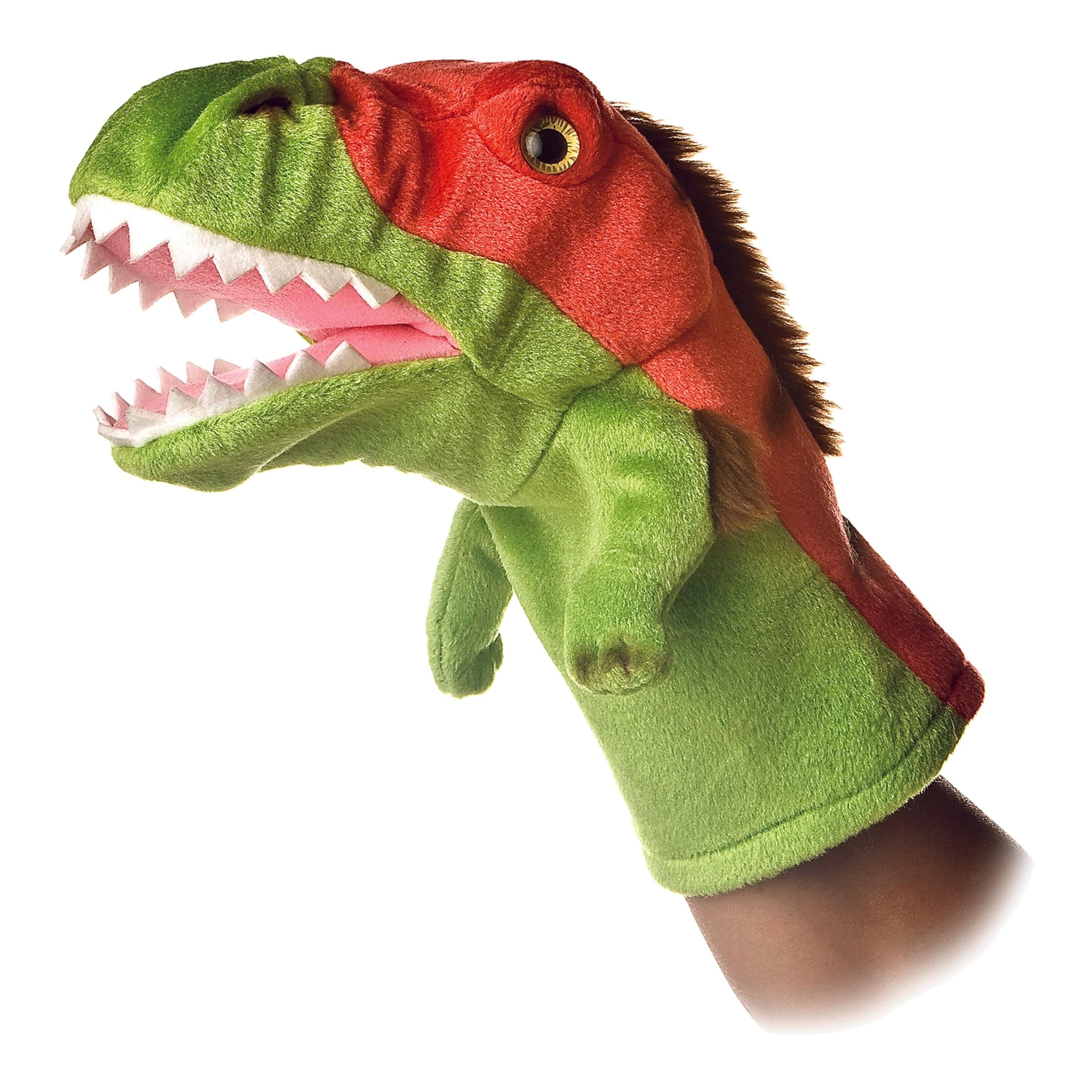 Aurora® Interactive Hand Puppet Velociraptor Stuffed Animal - Storytelling Adventures - Playful Learning - Green 8 Inches