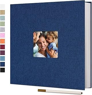 Vienrose Large Photo Album Self Adhesive for 4x6 8x10 10x12 Pictures Linen Scrapbook Album DIY 40 Blank Pages with A Metallic Pen