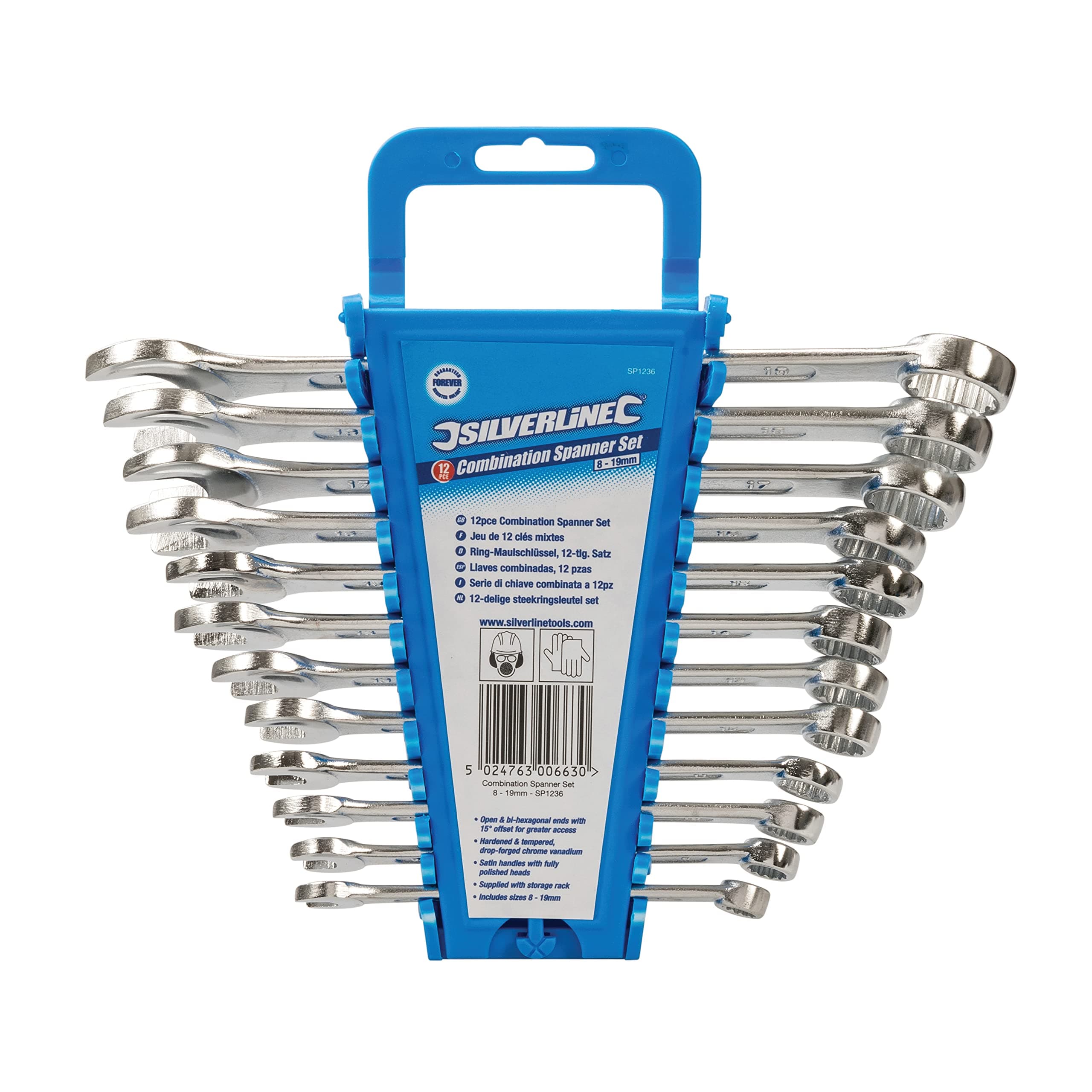 Silverline Combination Metric Spanner Set – 12 Pieces, Sizes 8-19mm (SP1236)