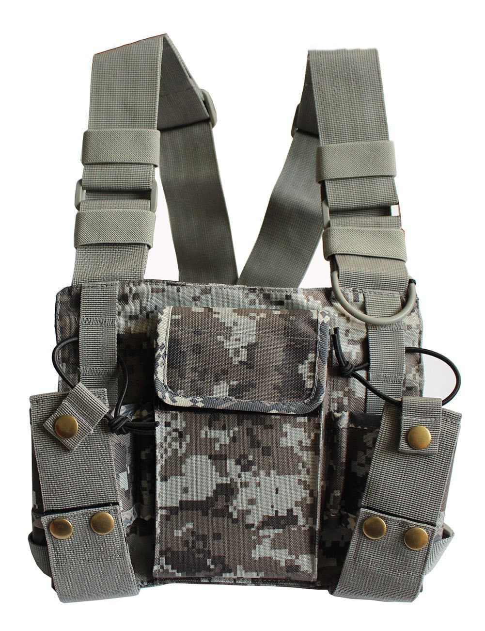 Lewong Universal Hands Free Chest Harness Bag Holster for Two Way Radio (Rescue Essentials) (Camouflage)