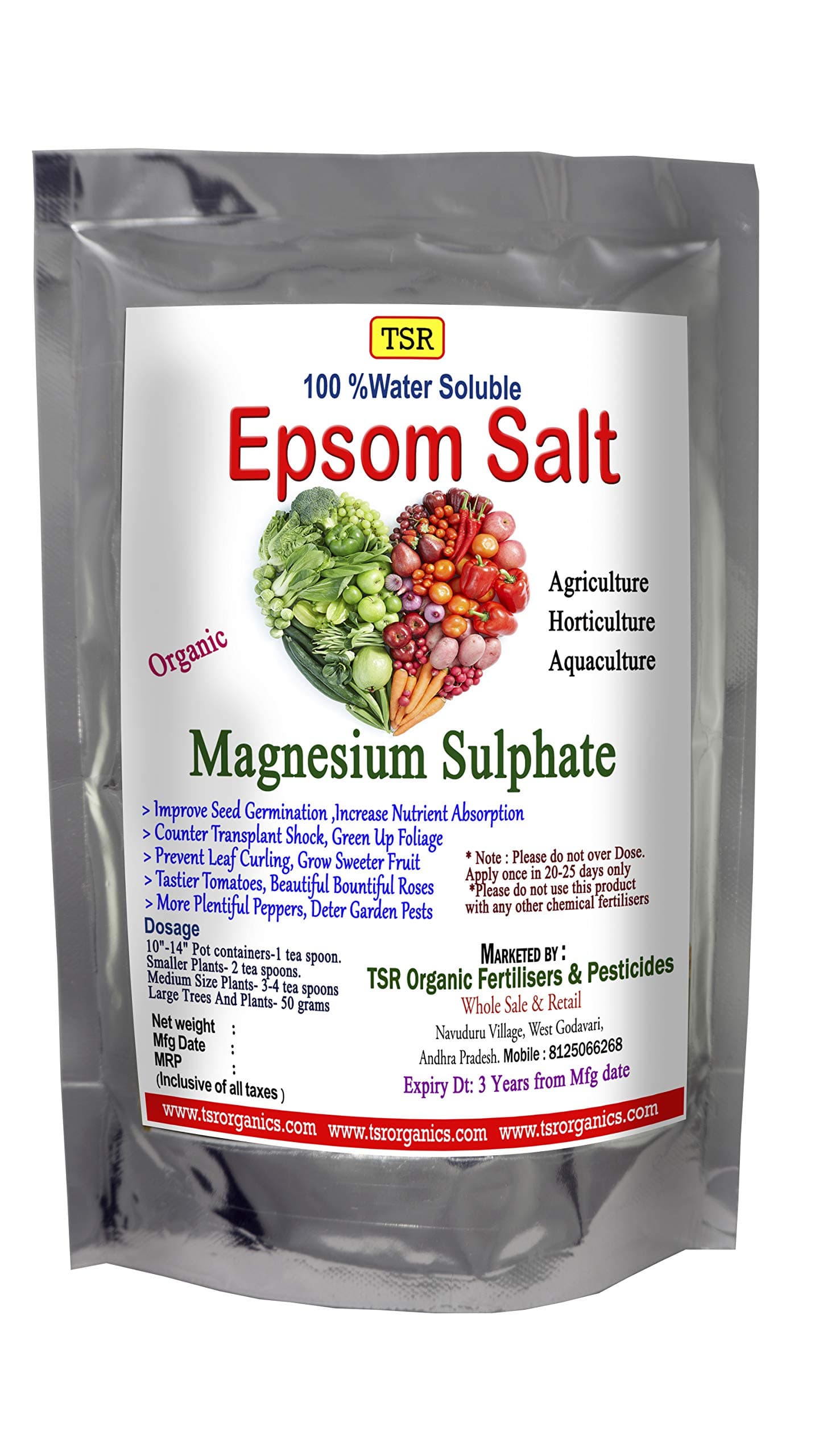 TSR Garden Store Epsom Salt Magnesium Sulphate Fertilizer for Indoor and Outdoor Plants (850 g)