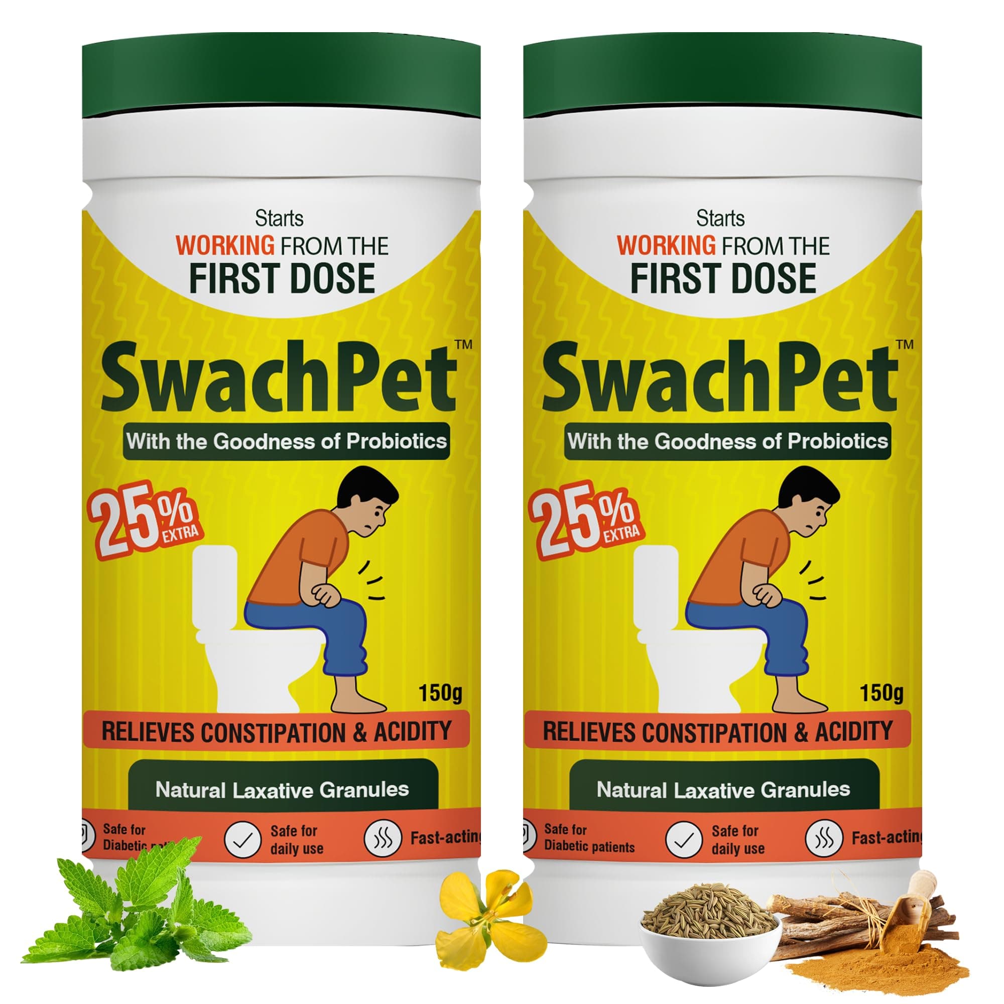Natural Laxative Granules | Fast Relief from Constipation, Acidity & Stomach Ulcer | Probiotic Herbal Formula for Gut Health & Digestive Support | Detox, Smooth Bowel Movement & Ayurvedic Stool Softener | No Added Sugar, Non-Habit Forming & Safe for Kidney, Liver & Diabetics | Ayush Approved | 150g (Pack of 2)