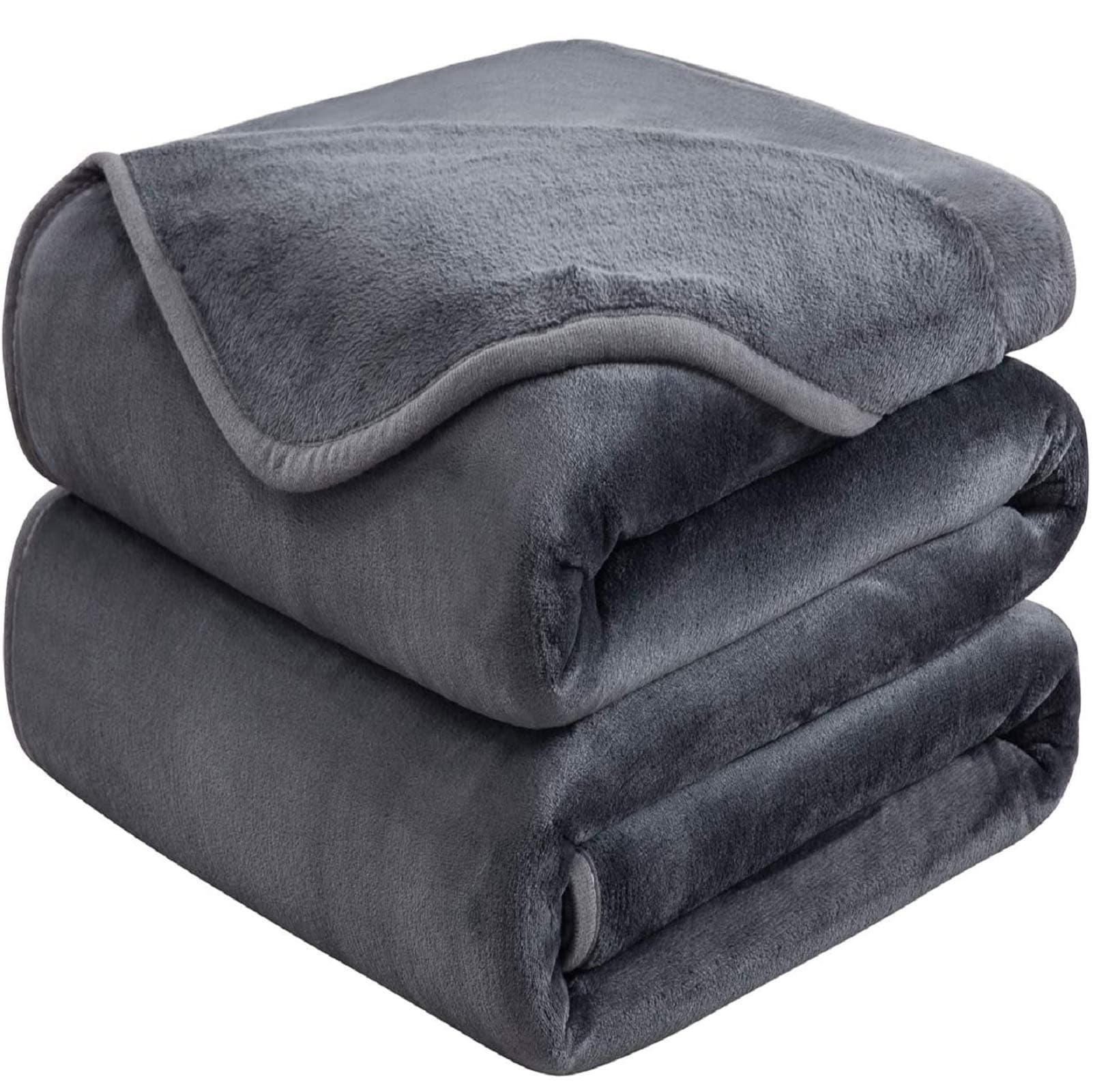 Soft Queen Size Blanket for Fall Winter Spring All Season Warm Fuzzy Microplush Lightweight Thermal Fleece Summer Autumn Blankets for Couch Bed Sofa,90x90 Inches,Dark Gray