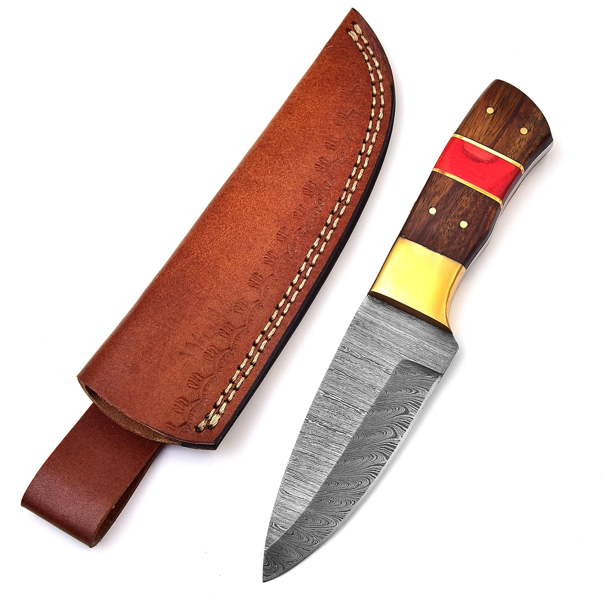 Wood Handle Damascus Knife Made Of Remarkable Damascus Steel -Best Hunting Knife with Sheath TJ104