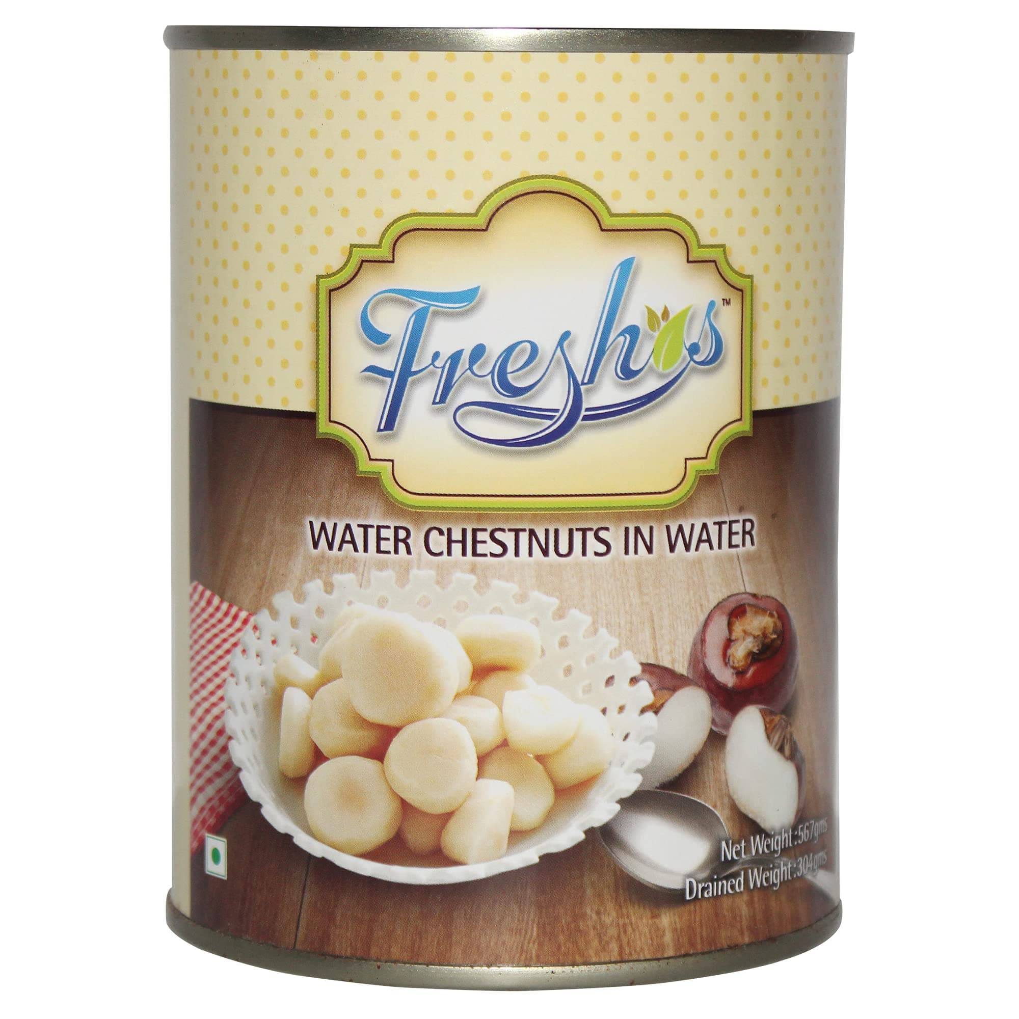 Freshos Water Chestnuts in Water, 567 g, Yellow & Brown