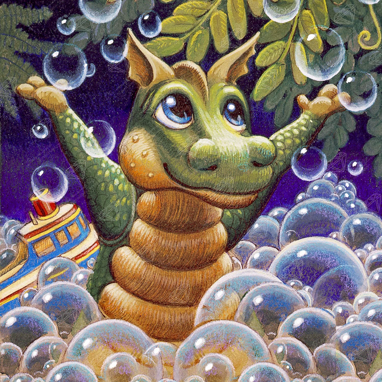 DIAMOND ART CLUB Bubbles - Spangler Diamond Painting Kit, Fun DIY Crafts for Adults, Round Diamond Art Canvas, 13" x 13"