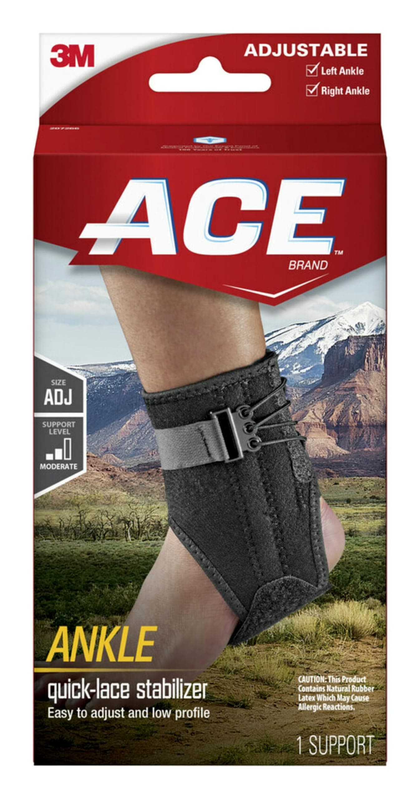 ACE-207266 Brand Ankle Brace with Side Stabilizers-Black 1 Count (Pack of 1),1.5 x 3.8 x 7.5 inches