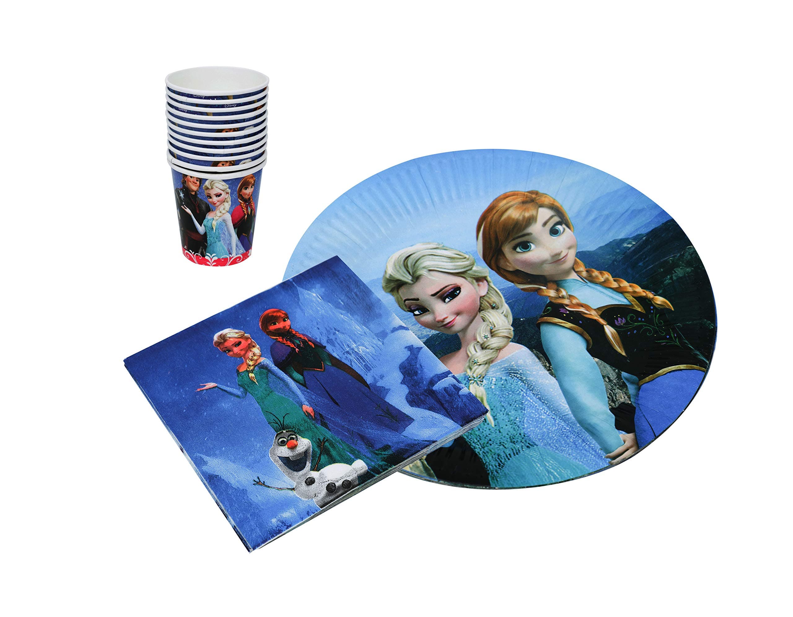 Shopkooky Disposable Paper Plates (10) Paper Cups (10) Paper Napkins (20) Set for Perfect Themed Party (Frozen) Children Birthday Party or First, Baby Shower, Birthday Gift Return Gifts Online