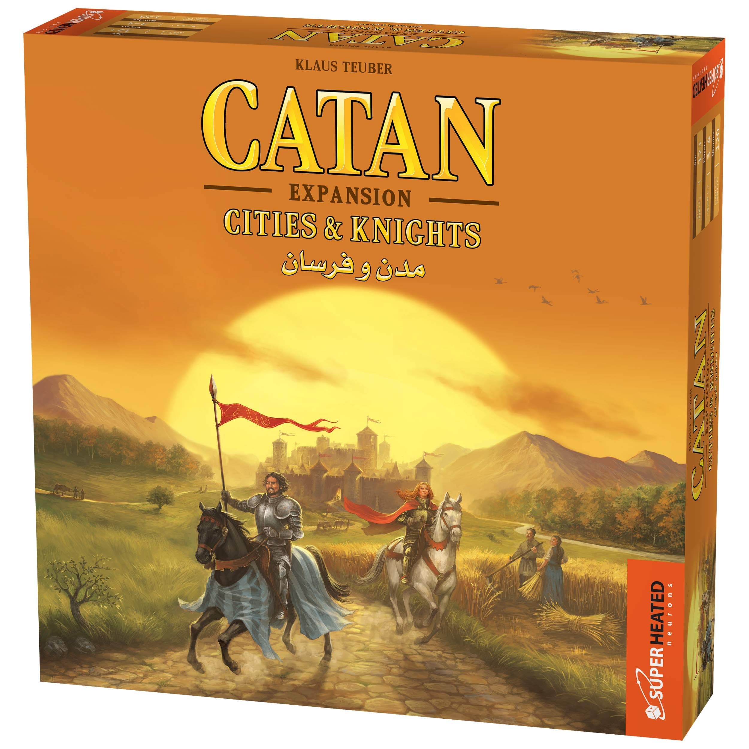 SuperHeated Neurons Catan Cities & Knights 3-4 Players Official Version English and Arabic Language Family Game For Ages 12+ Board - Strategy Original Orange One Size 695101
