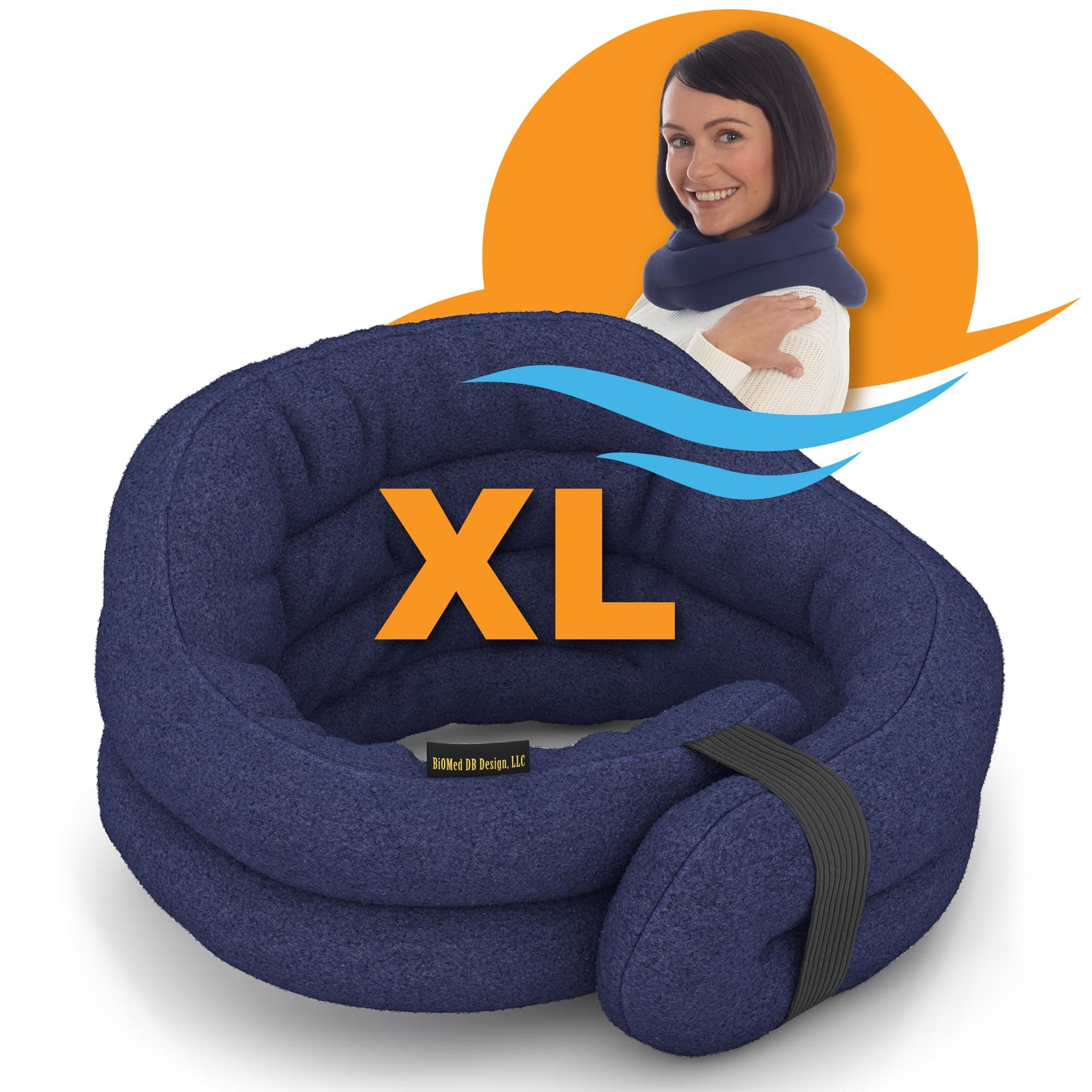 XL Microwave Heating Pad, Microwavable Heated Neck and Shoulder Wrap, Hands-Free Weighted Moist Hot or Cool Pack, Soft Fleece Cover and Flaxseed Filling, 30 Inch Extra-Long Length, Navy