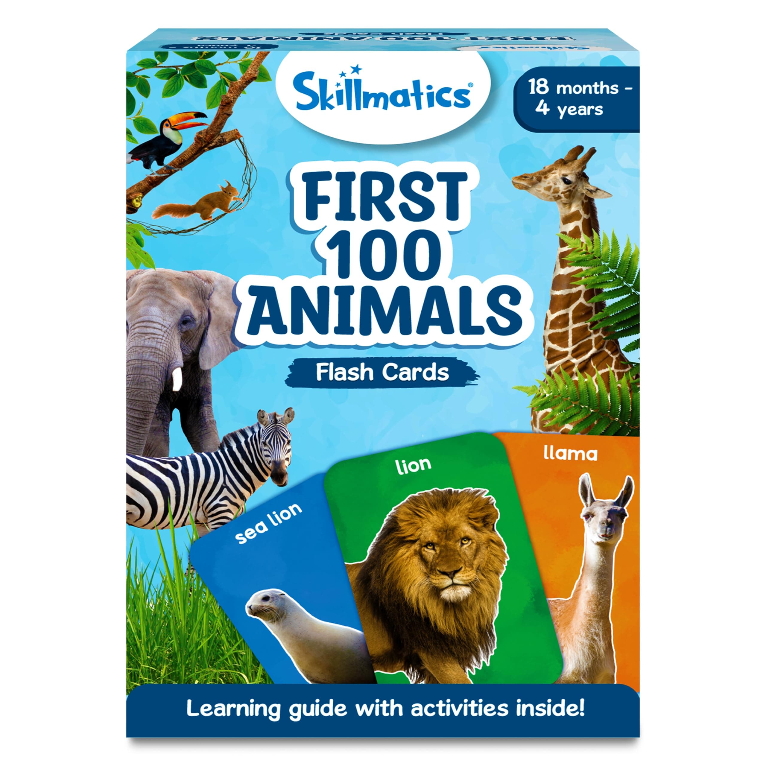 Skillmatics Thick Flash Cards for Toddlers - First 100 Animals, Montessori Toys, Preschool Learning Activities, Learning Aids, Gifts for Kids Ages 1, 2, 3, 4 Years