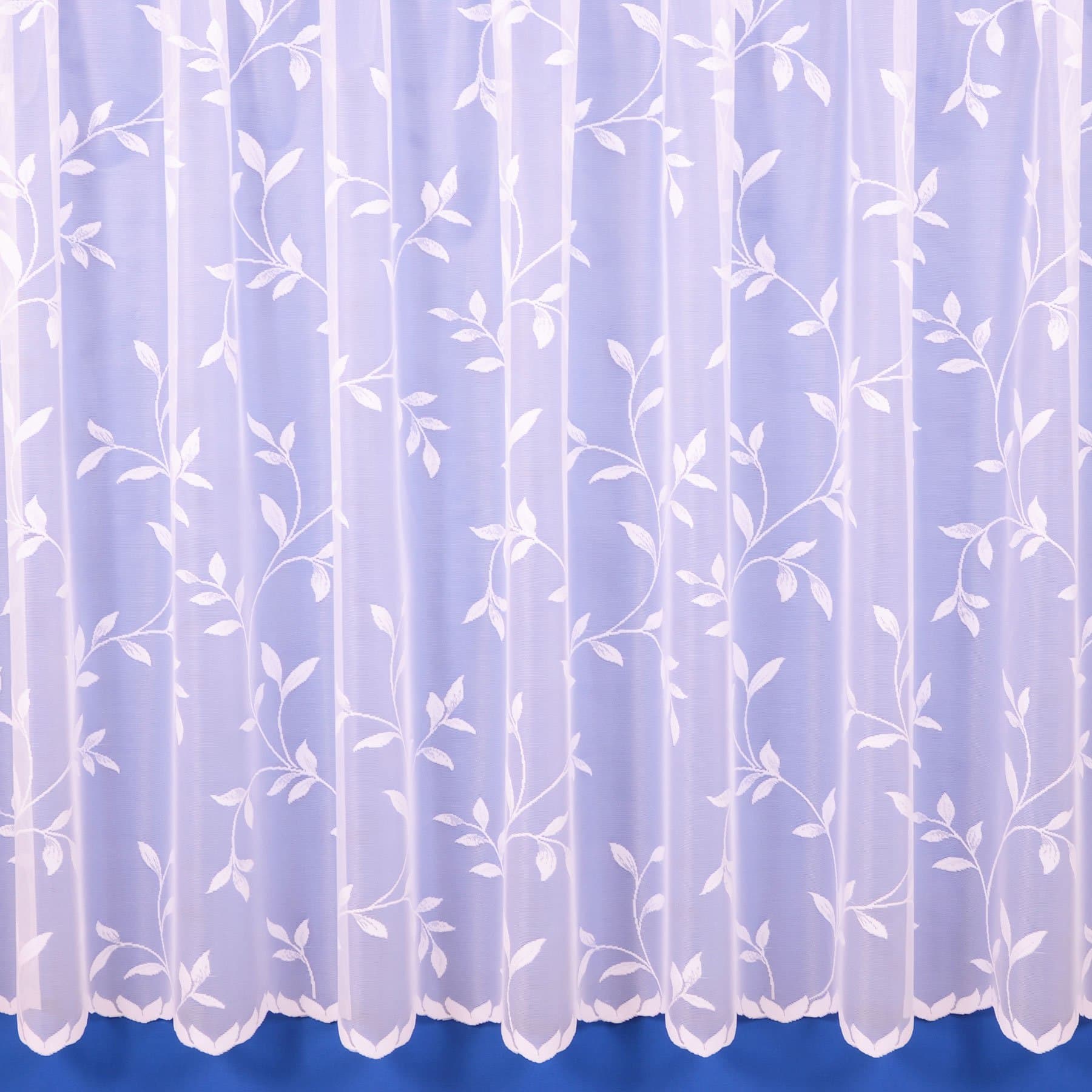 Amy Lightweight Floral Net Curtain in White - Sold by the Metre - 45" Drop