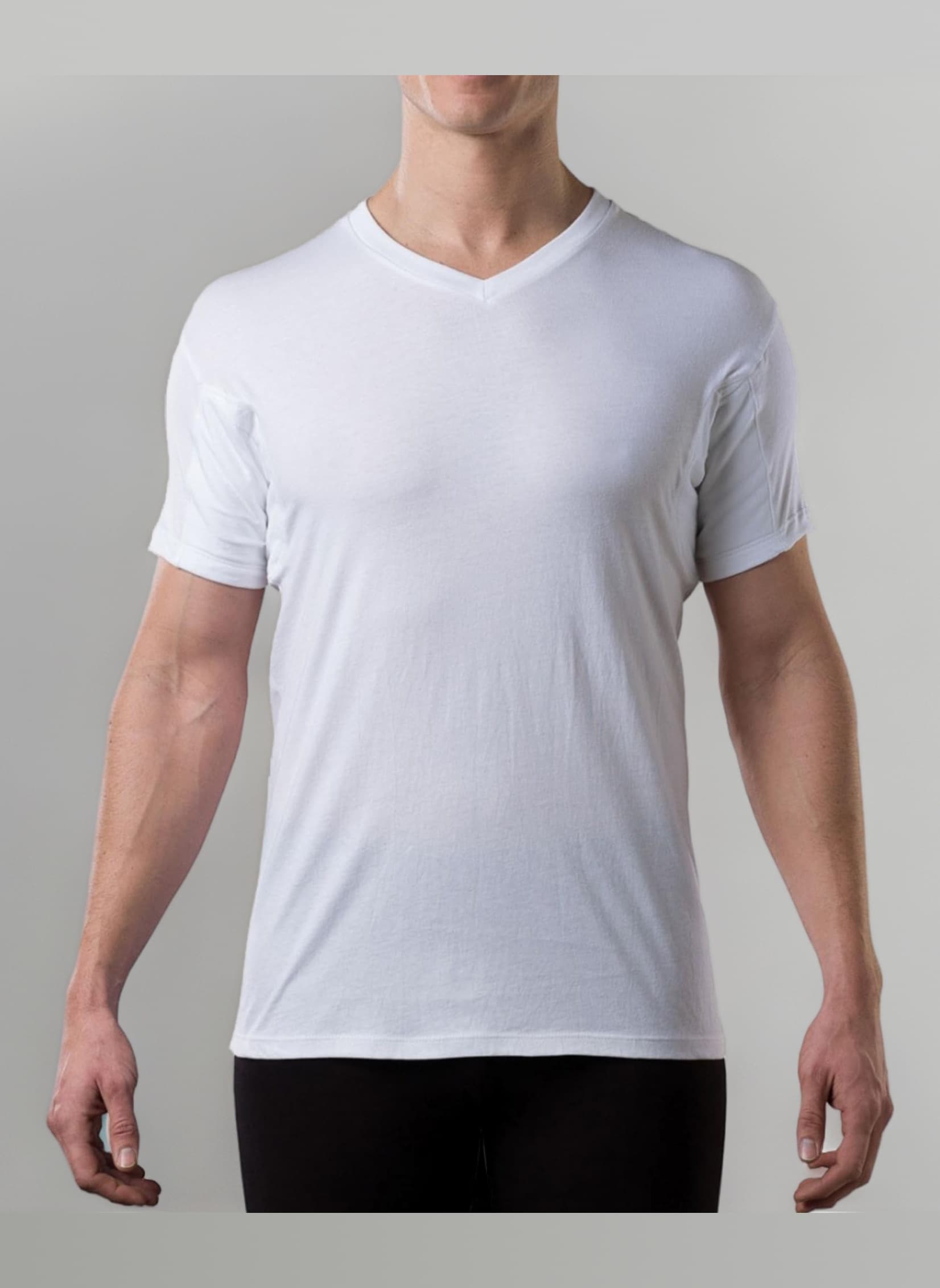 The Thompson Tee Men's Sweatproof Undershirt | Cotton V Neck | Original Fit | with Sweat Pads