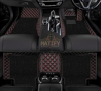 7D Double Stitch Car Floor Mat for Toyota Innova Old | 7 Layer Double Stitching Premium Faux Leather Custom Fitted Car Foot Mats | All Weather Antslip Mats - Black with Red