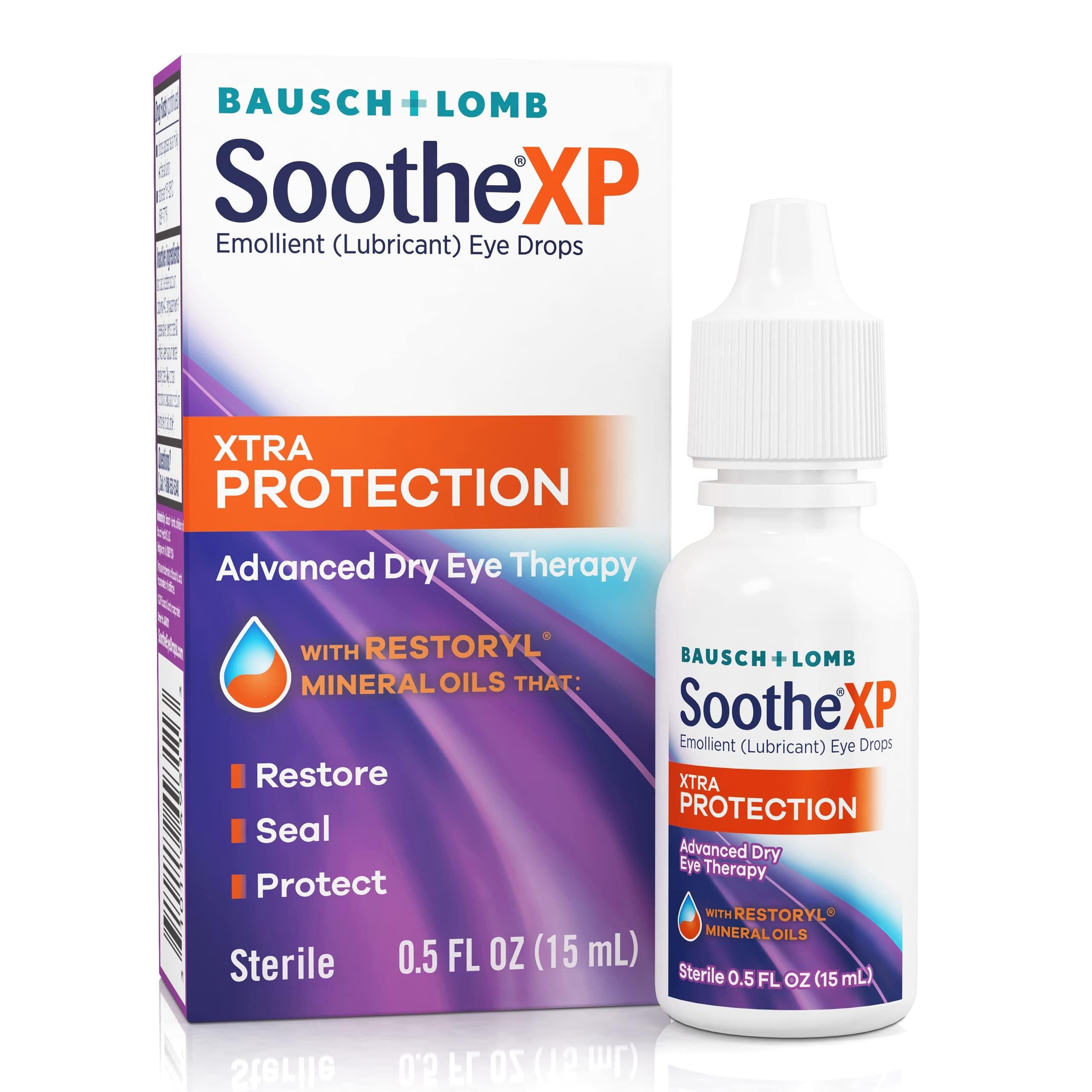 Bausch + Lomb XP Dry Eye Drops, Xtra Protection Lubricant Eye Drop with Restoryl Mineral Oils, 0.50oz
