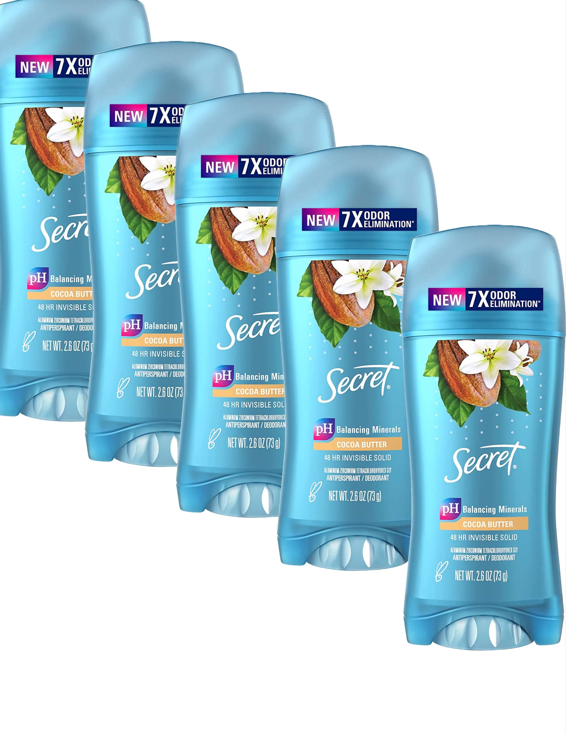 Secret Scent Expressions Anti-Perspirant Deodorant Invisible Solid Coco Butter Kiss, 2.6 OZ (Pack of 5)