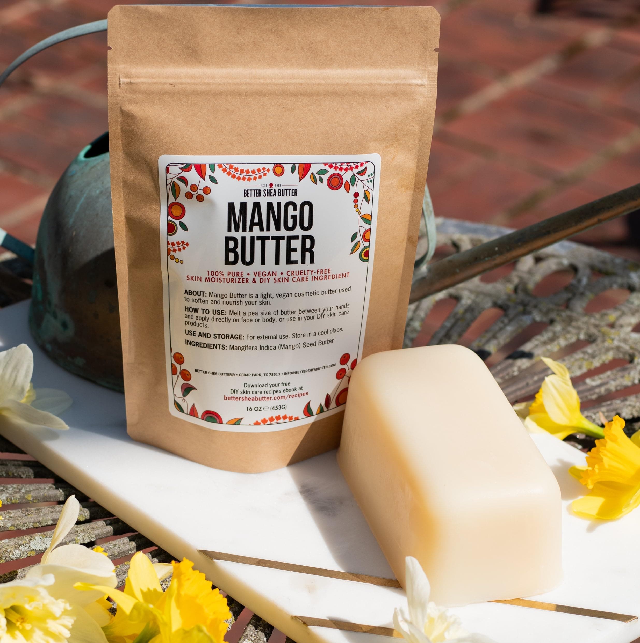 100% Pure Mango Butter - Can Substitute Shea Butter in Soap and Lotion Recipes - Moisturizing, Scent-free, Hexane-free - 16 oz by Better Shea Butter