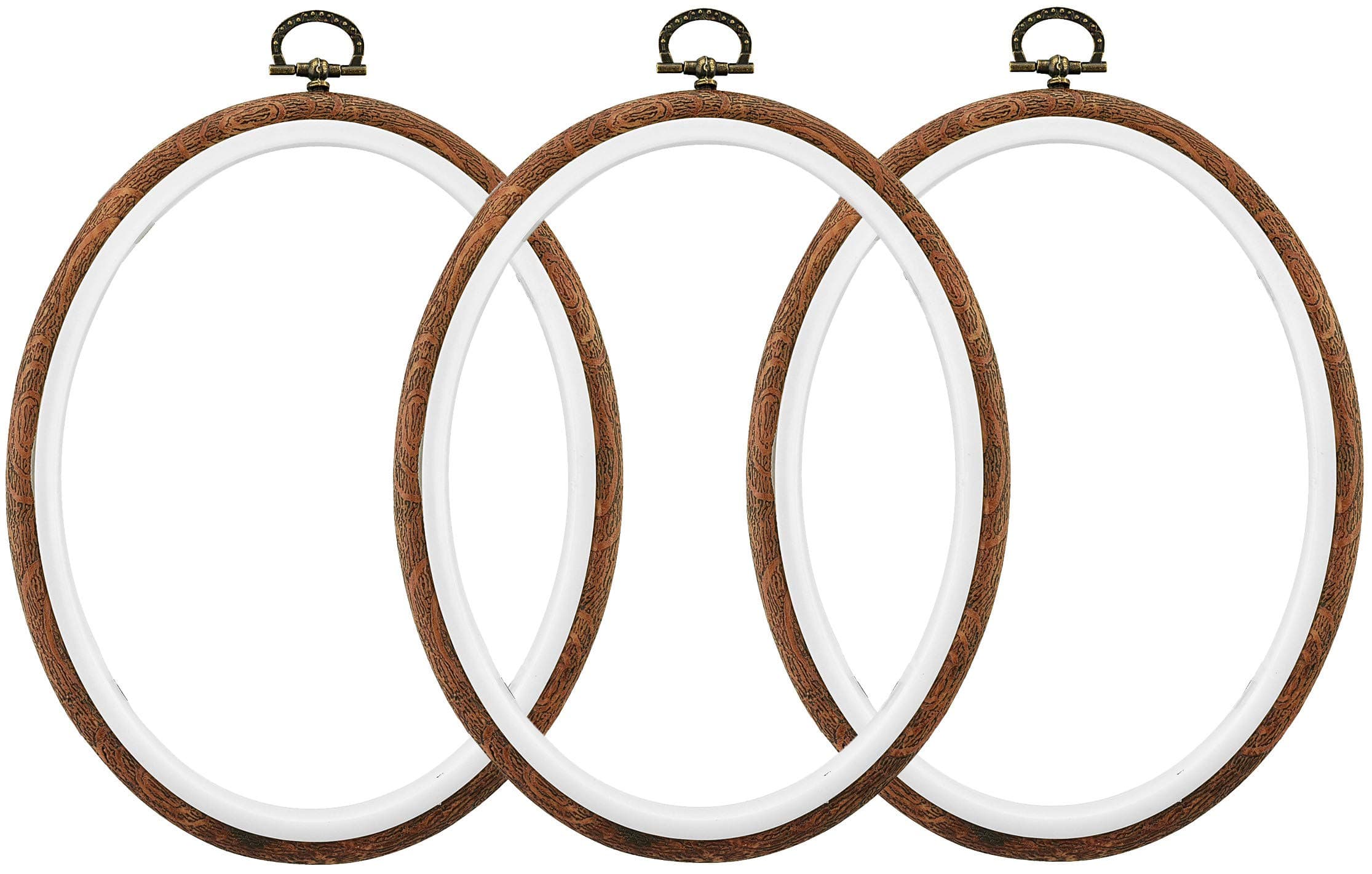 Celley Embroidery Hoops, Oval Imitated Wood Design, 3 Pcs