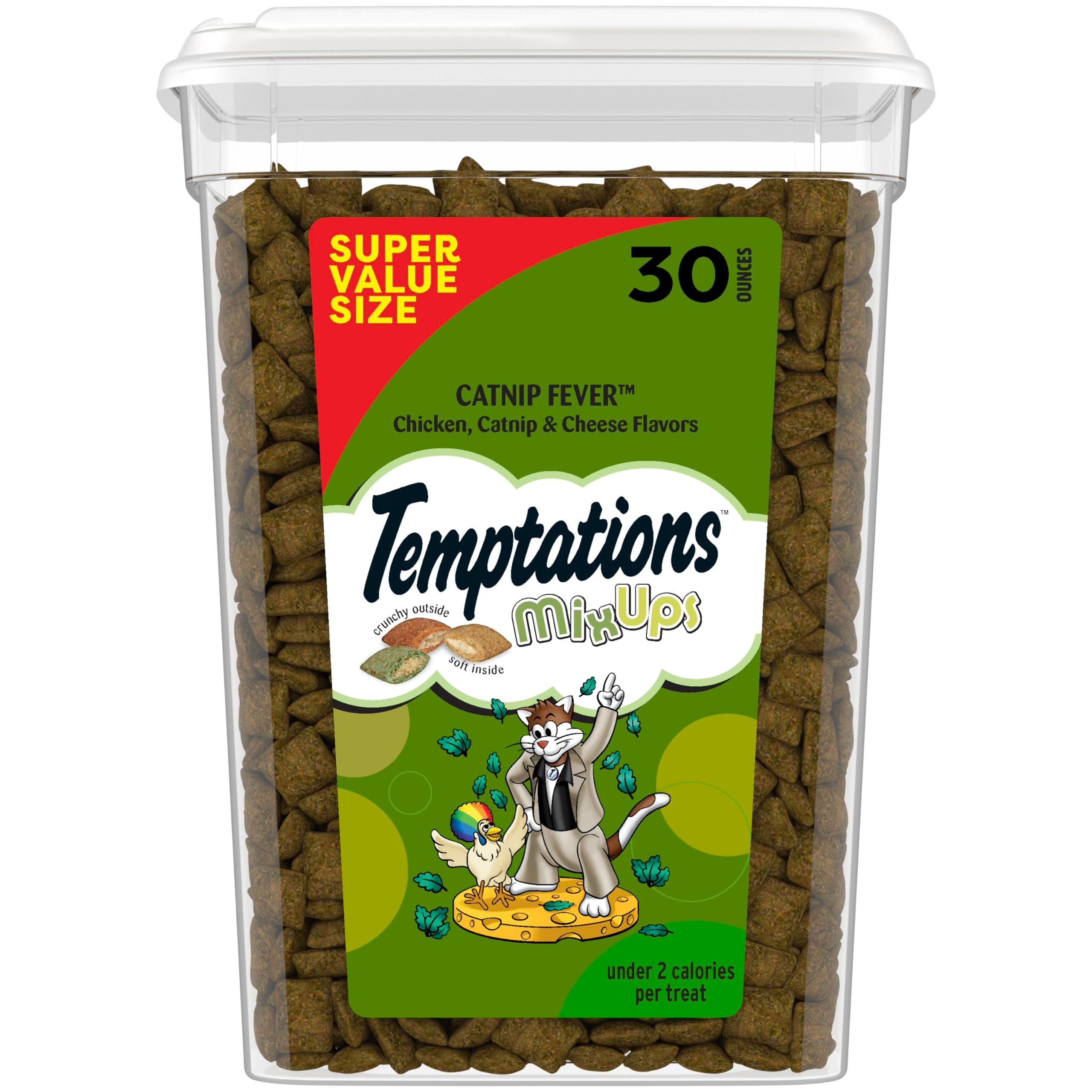 MixUps Catnip Fever Flavor Crunchy and Soft Cat Treats, 30 oz. Tub