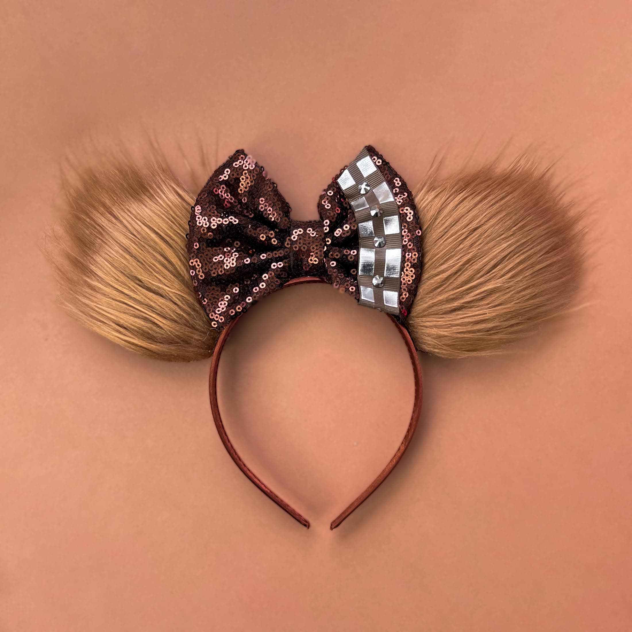 Hairband, Chewy Mickey Ears, Chewy Mouse Ears, Unisex, 5+ Years, Acrylic, 1 Count (Pack of 1), Handcrafted, Iconic Characters, Unique Experience, Brown