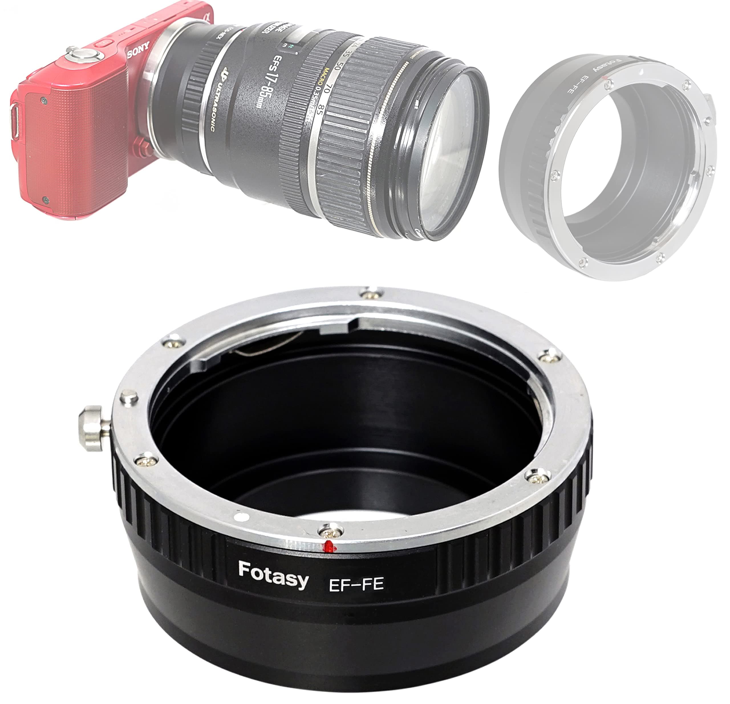 Fotasy Manual Cannon EF Lens to E Mount Adapter, EFS E Mount, EF Adapter to E Mount, Compatible with Sony Mirrorless a7 a7r a7s a7 II III IV a9 a9II a7c aplha 1 a6600 a6500 a6400 a6300