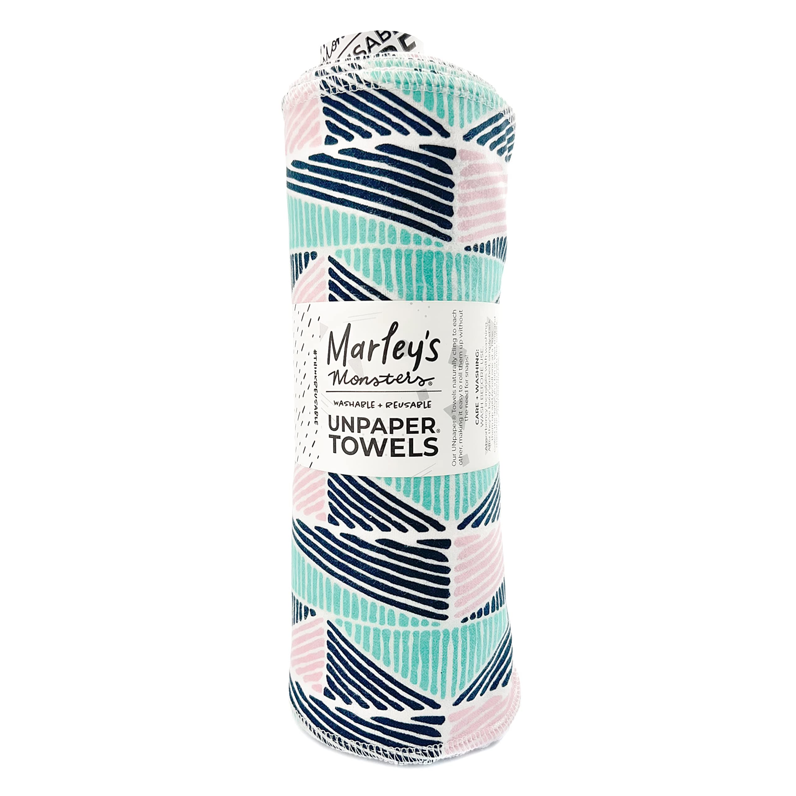 Marley's Monsters Reusable UNpaper Towel Roll, Handmade in Eugene, Oregon (24-Pack) (Mod Geo)