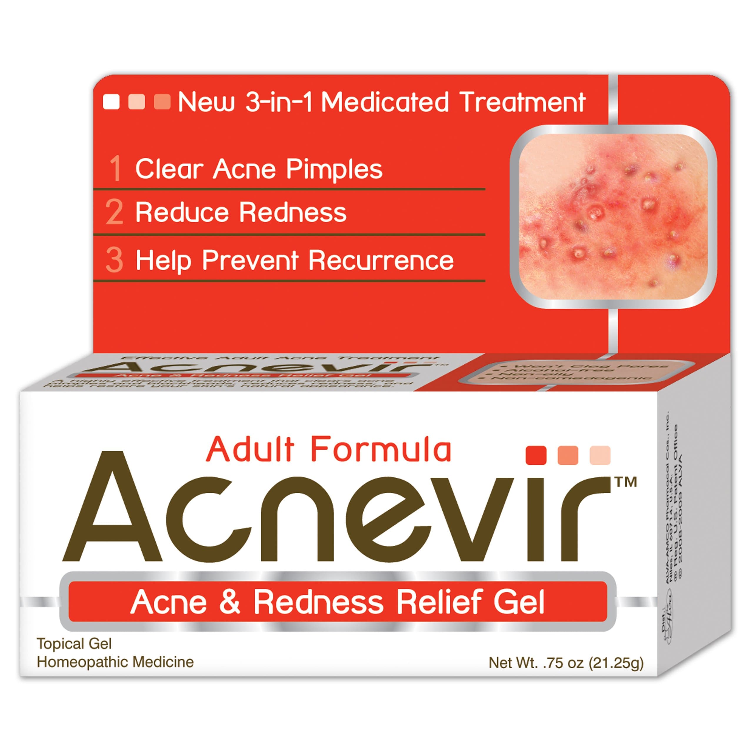 Acne and Redness Relief Gel, 0.75 Ounce Boxes (Pack of 3)
