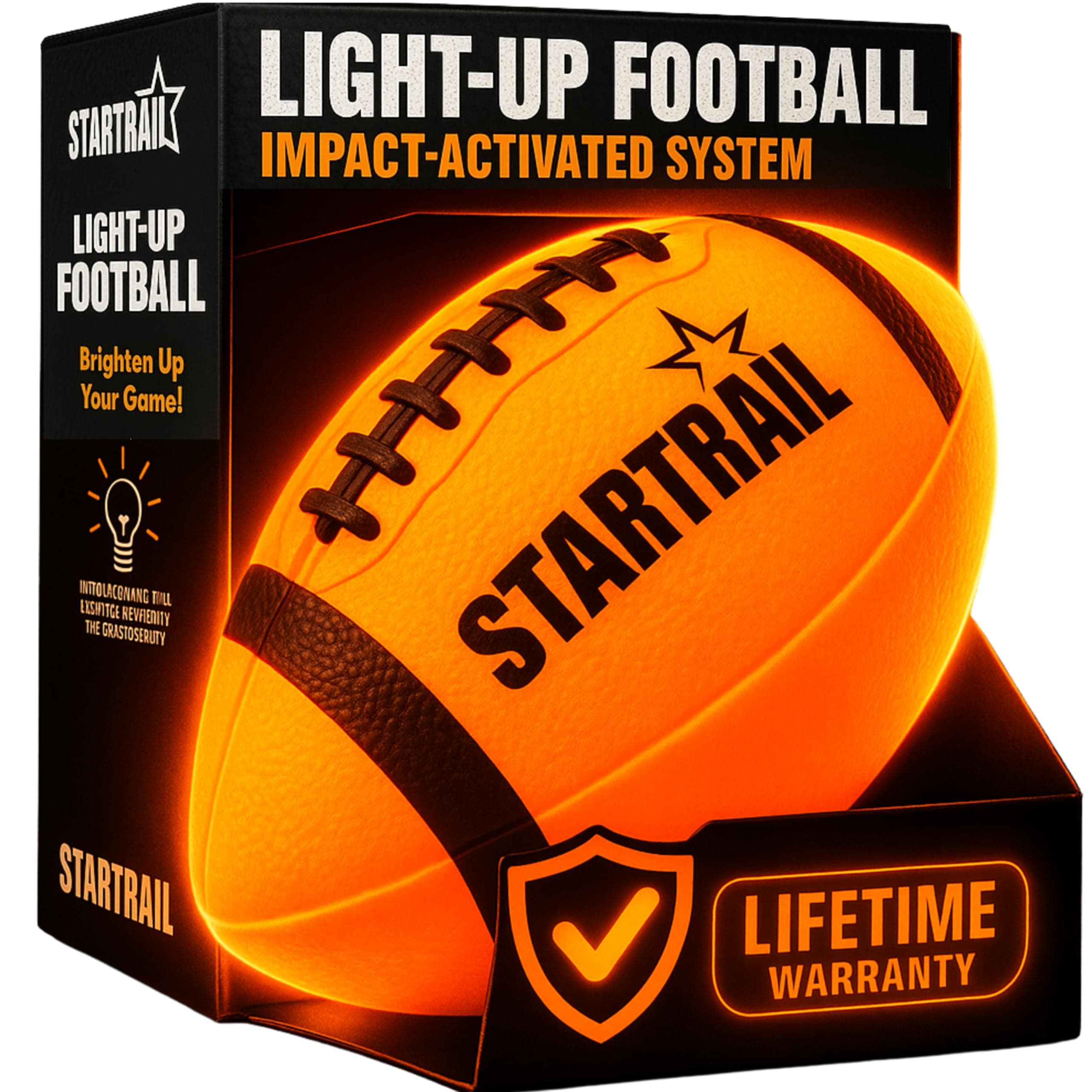 Glow in The Dark Football | Ultra-Bright Double LED Light-Up Football Size 6 with 3 Extra Batteries and Pump for Kids & Teens Ages 6+ | Outdoor Fun for Evening Play, Camping & Beach Games