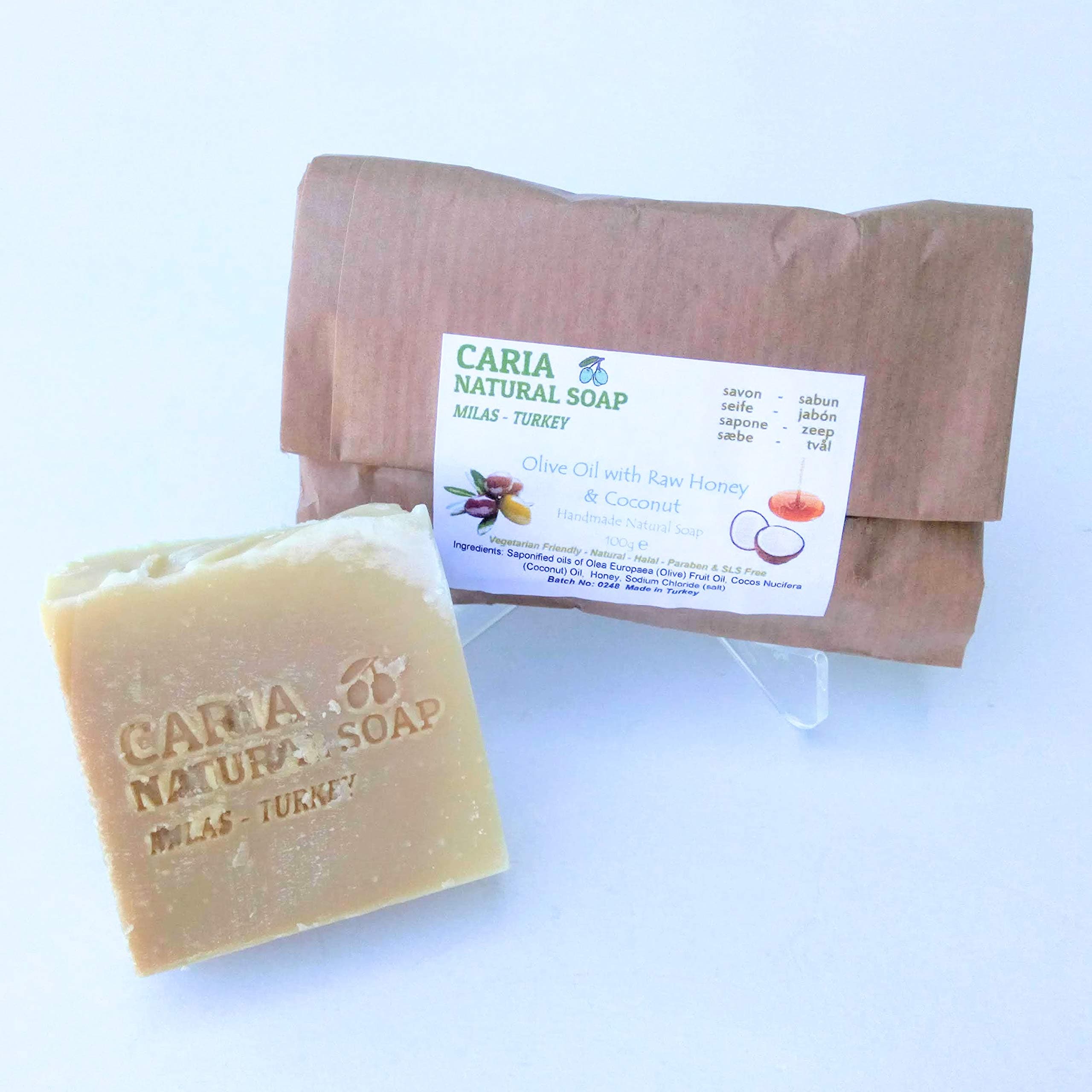 CARIA Olive & Coconut Oil with Raw Honey Turkish All Natural Handmade Soap Bar