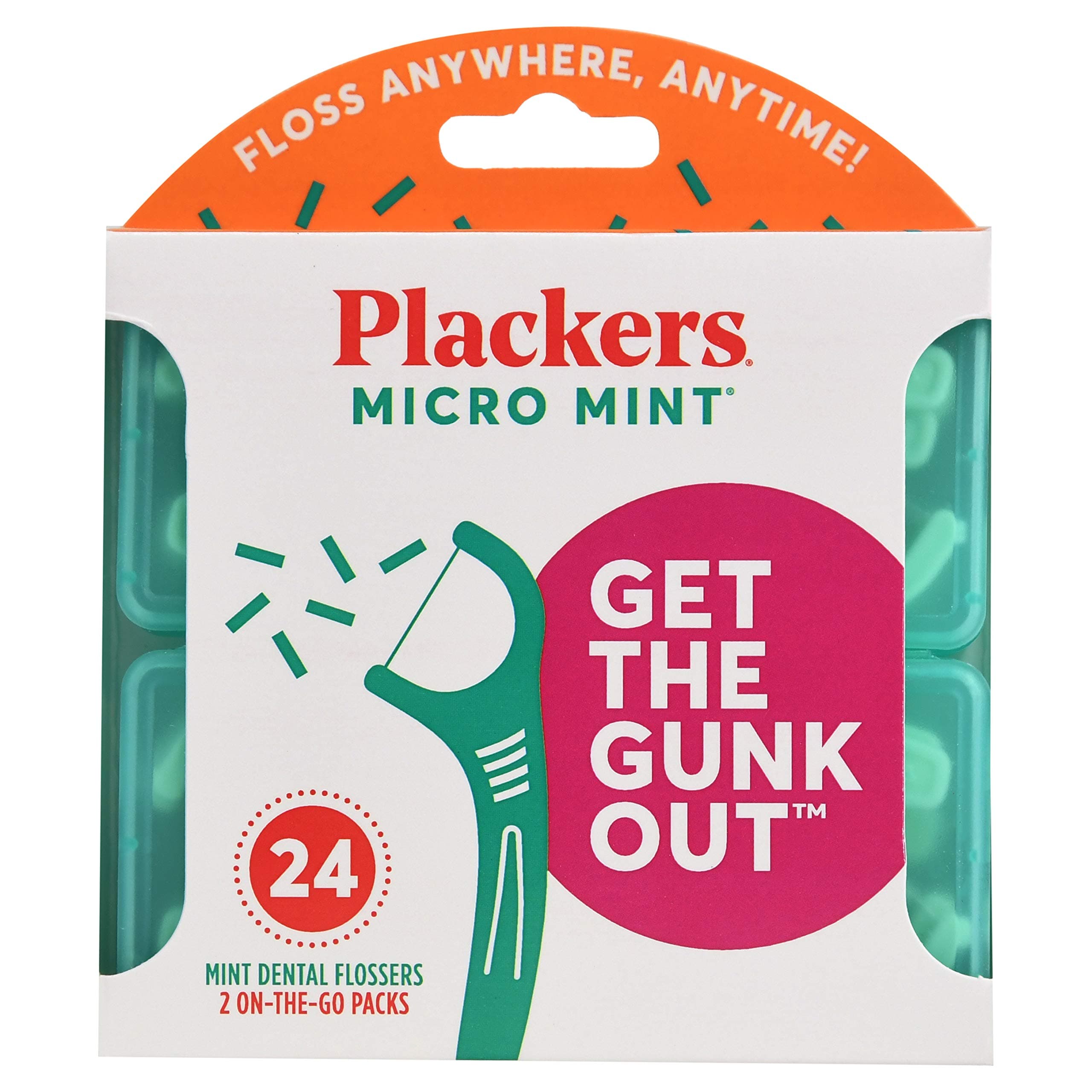 Plackers Dental Flossers Micro Mint 12-pc in Handy Travel Case (Pack of 2)