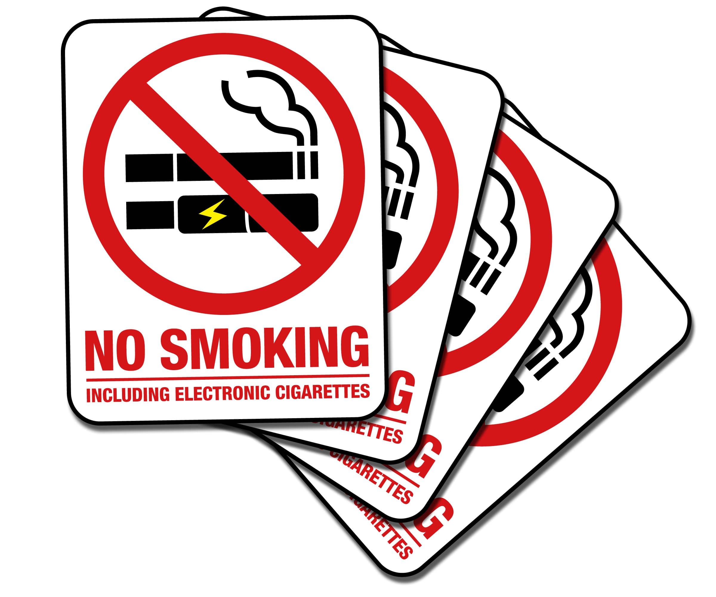 No Smoking Sign: No Smoking Sticker (4 Pack) - No Smoking Stickers & No Electronic Cigarettes/No Vaping