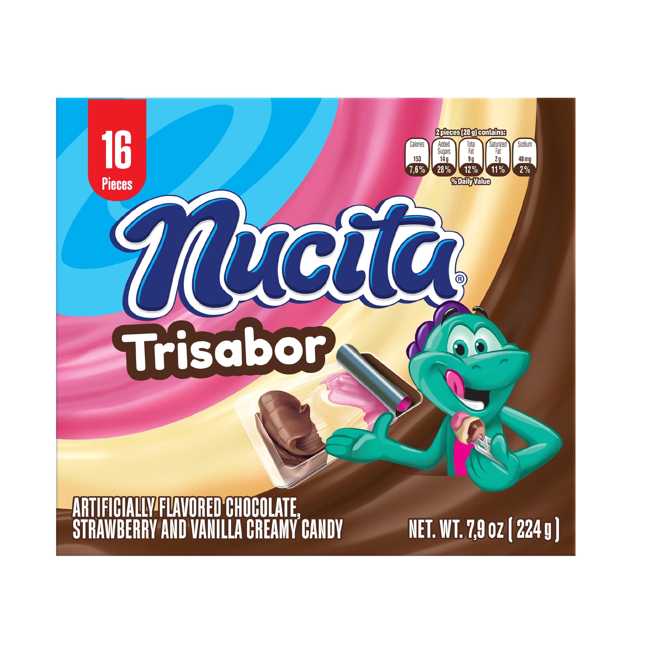 NUCITA Trisabor, Creamy Chocolate, Vanilla & Strawberry Candy, 7.9 Oz (Pack of 1)