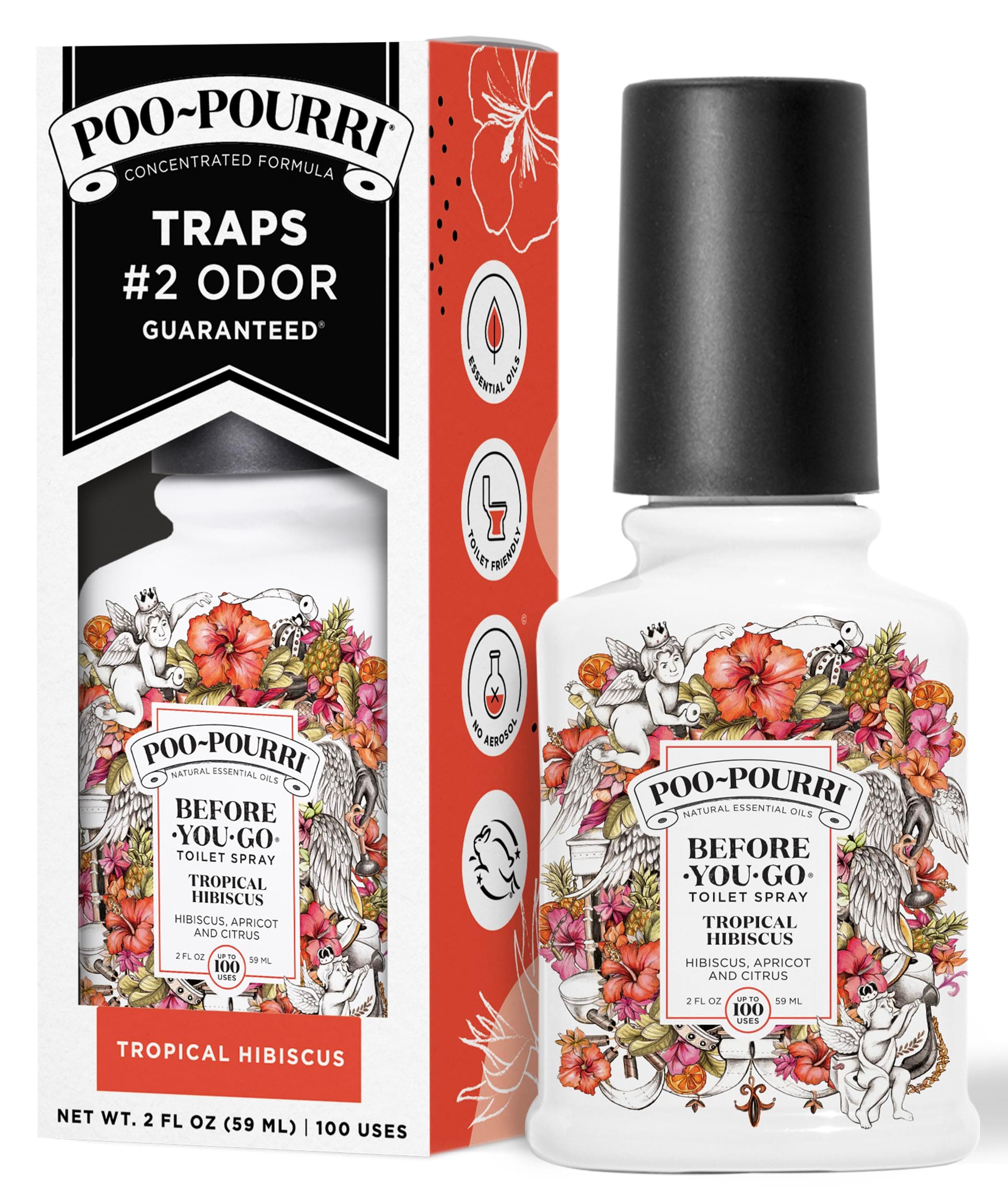 Poo-Pourri Before-You-Go Toilet Spray, Tropical Hibiscus, 2 Fl Oz - Hibiscus, Apricot and Citrus
