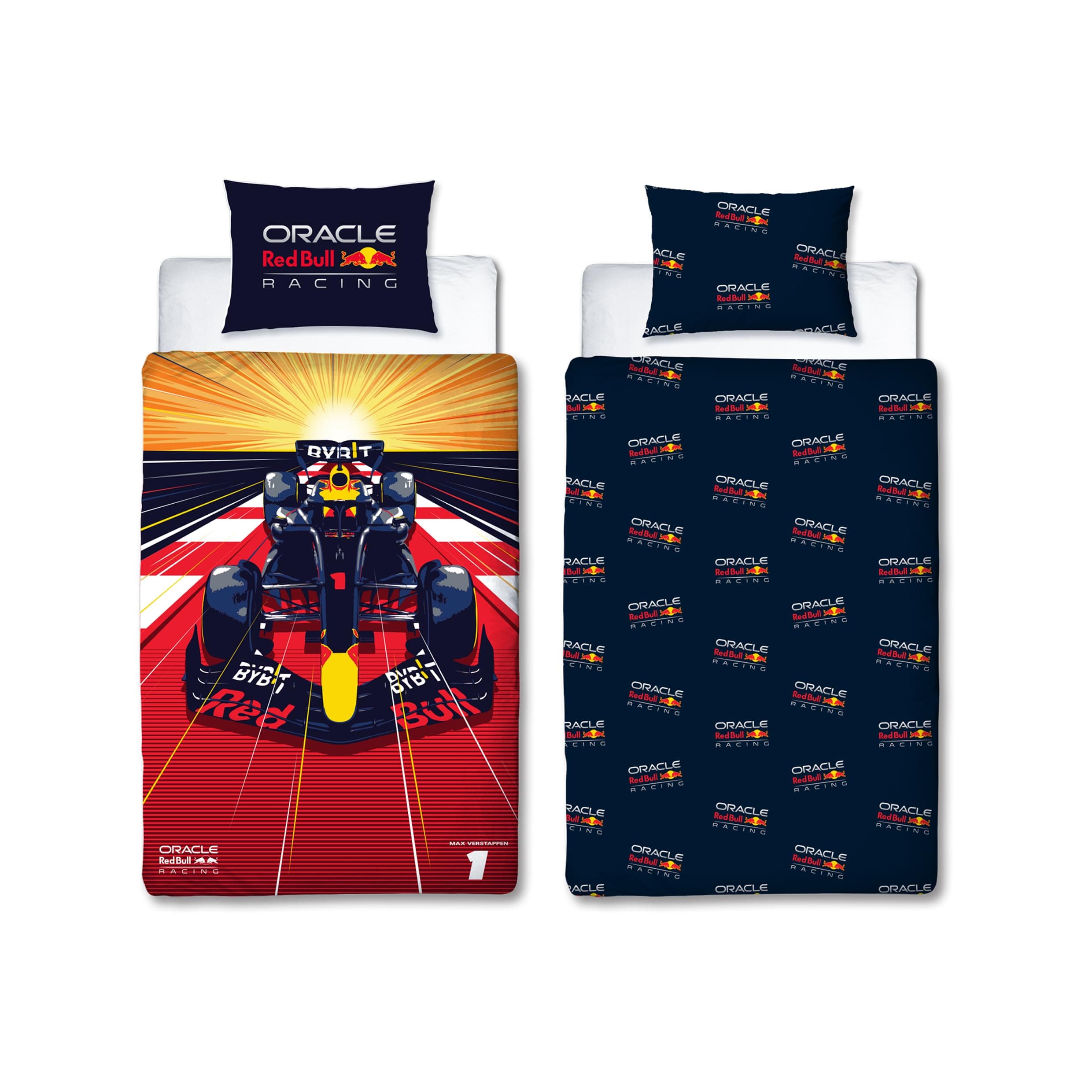 Oracle Red Bull Racing Official Single Duvet Cover Set | Speed Design Reversible 2 Sided Bedding Including Matching Pillow Case Single Bed Set | Polycotton