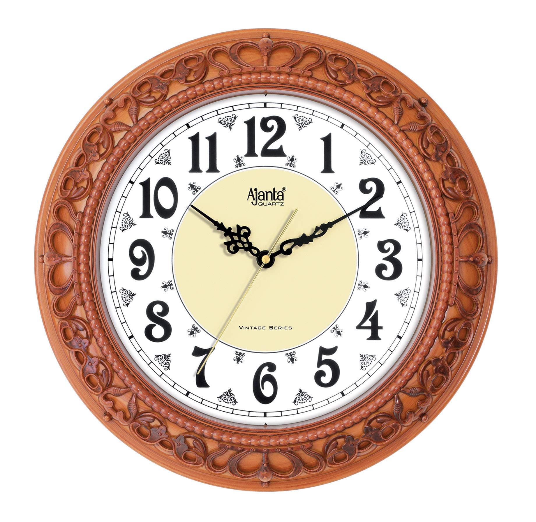 Quartz Plastic Silent Sweep Movement Vintage Wall Clock 14 Inch Wall Clock (Maple), Analog, Multicolour